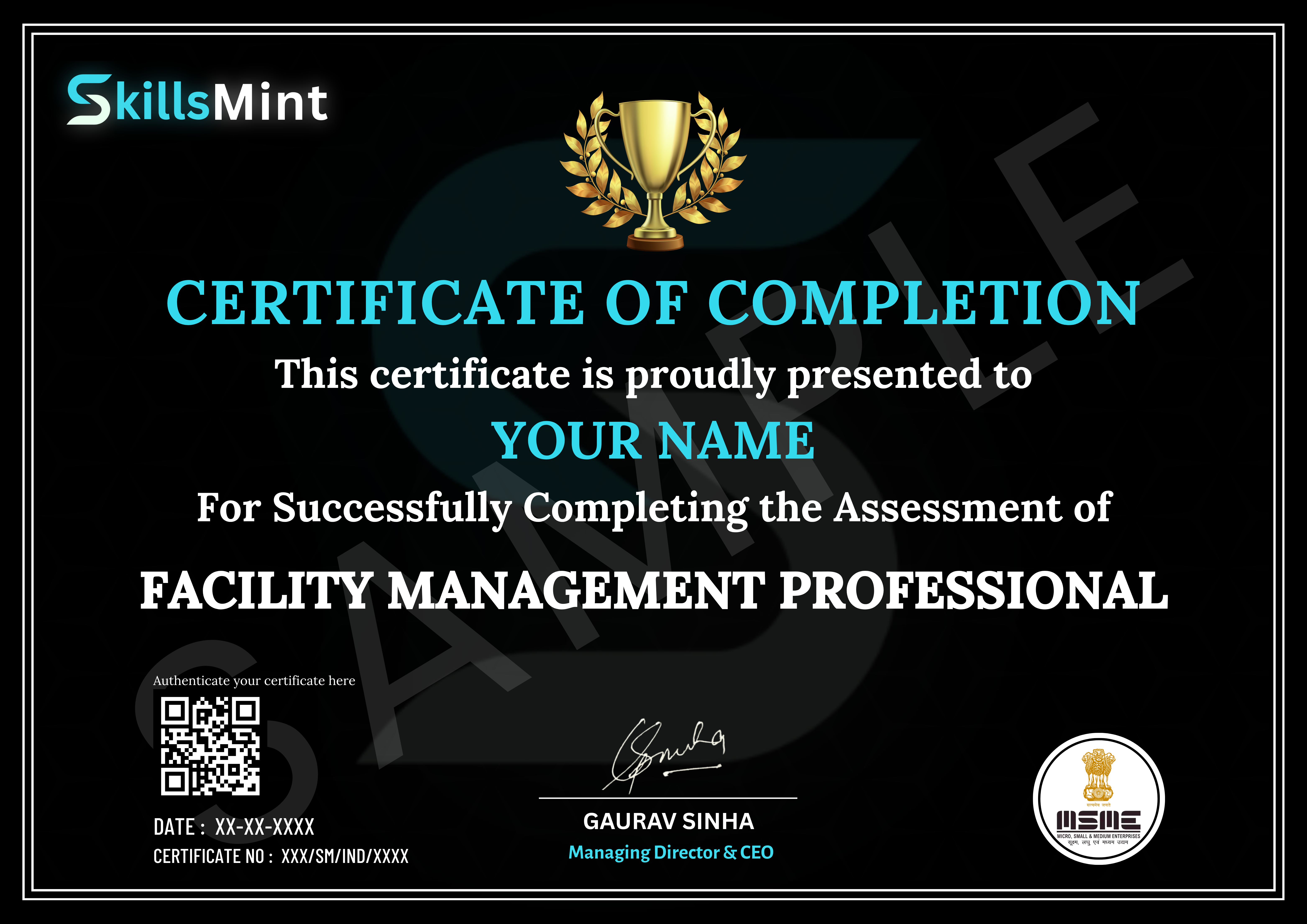 Sample certificate preview