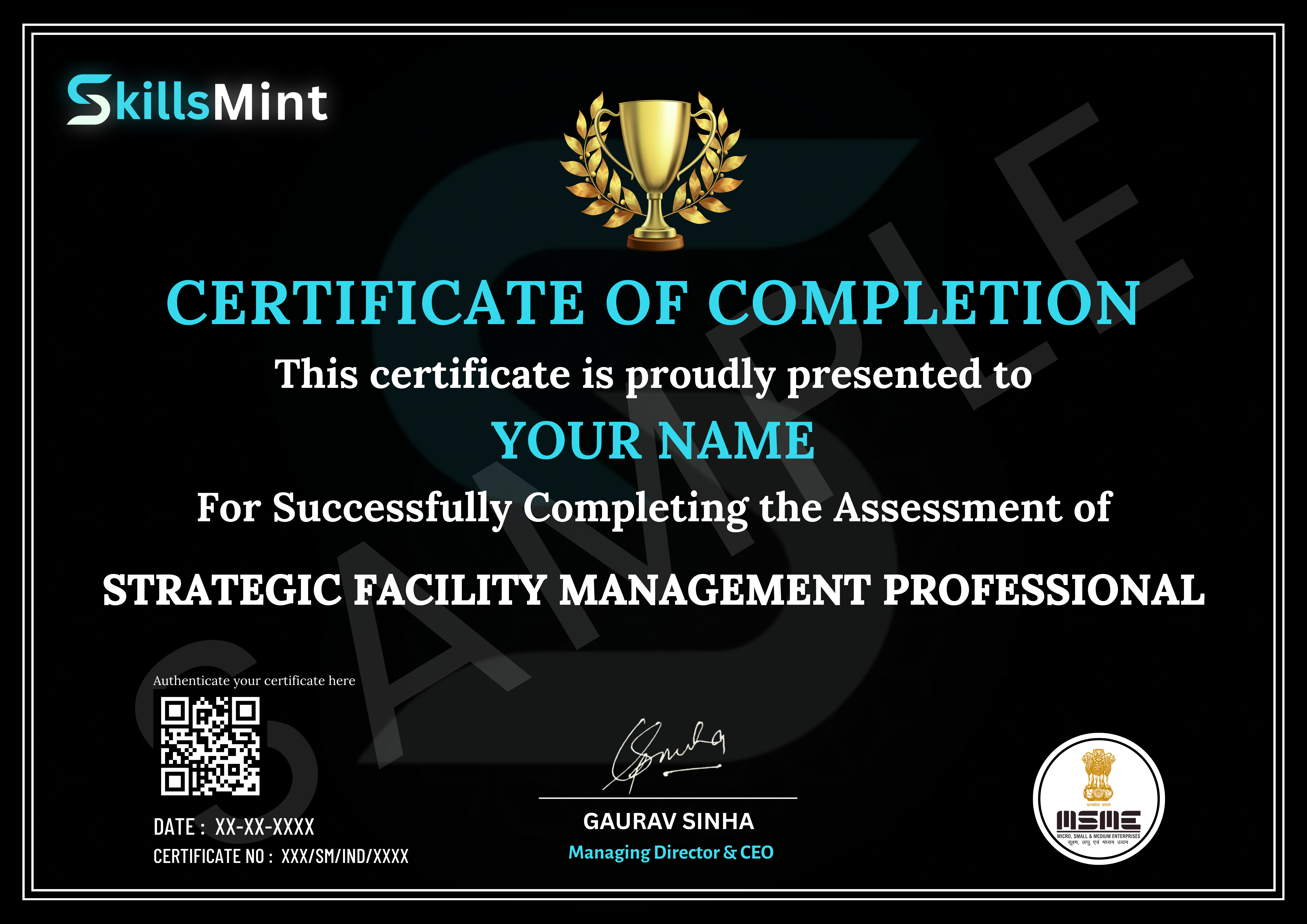 Sample certificate preview