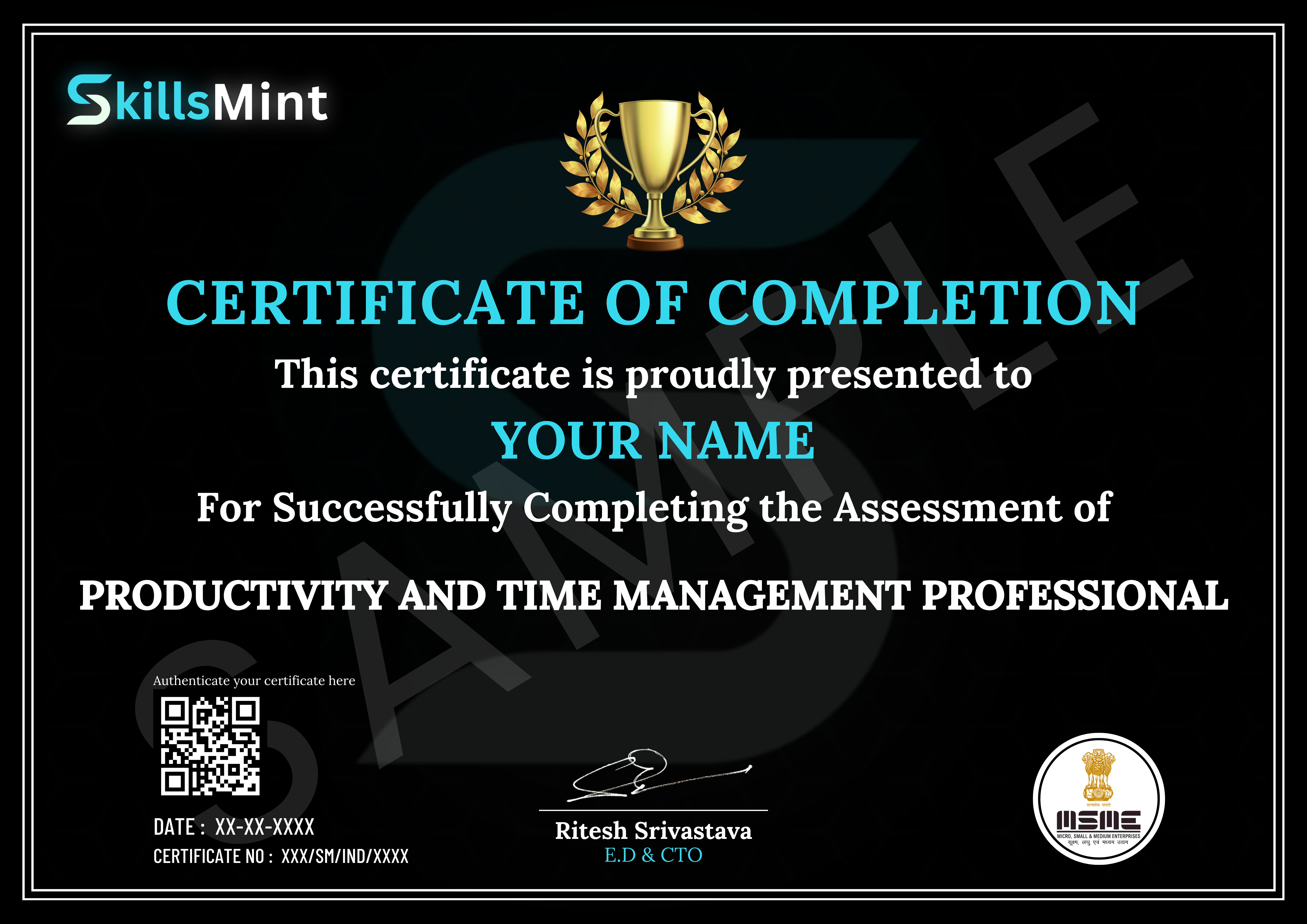 Sample certificate preview