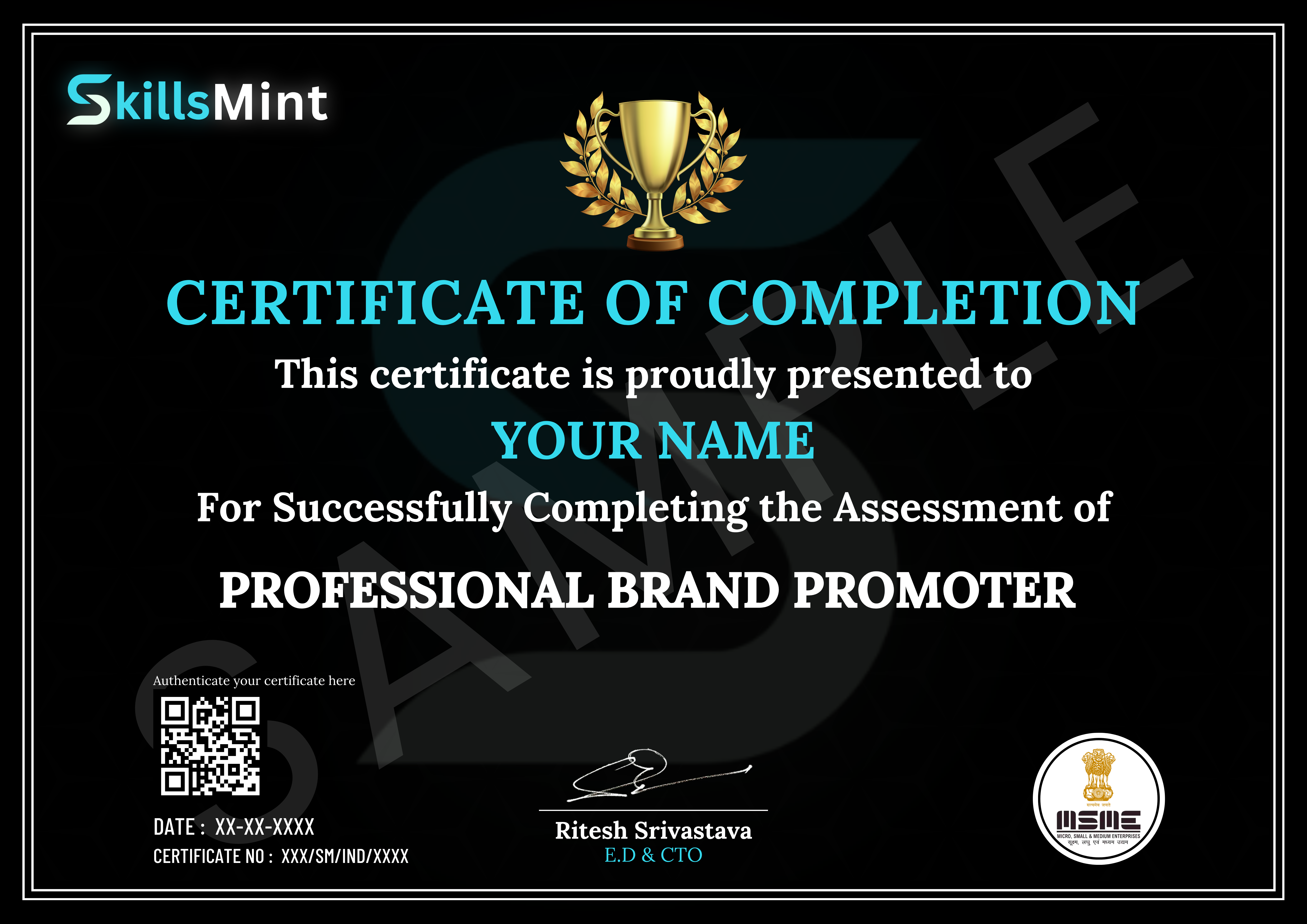 Sample certificate preview