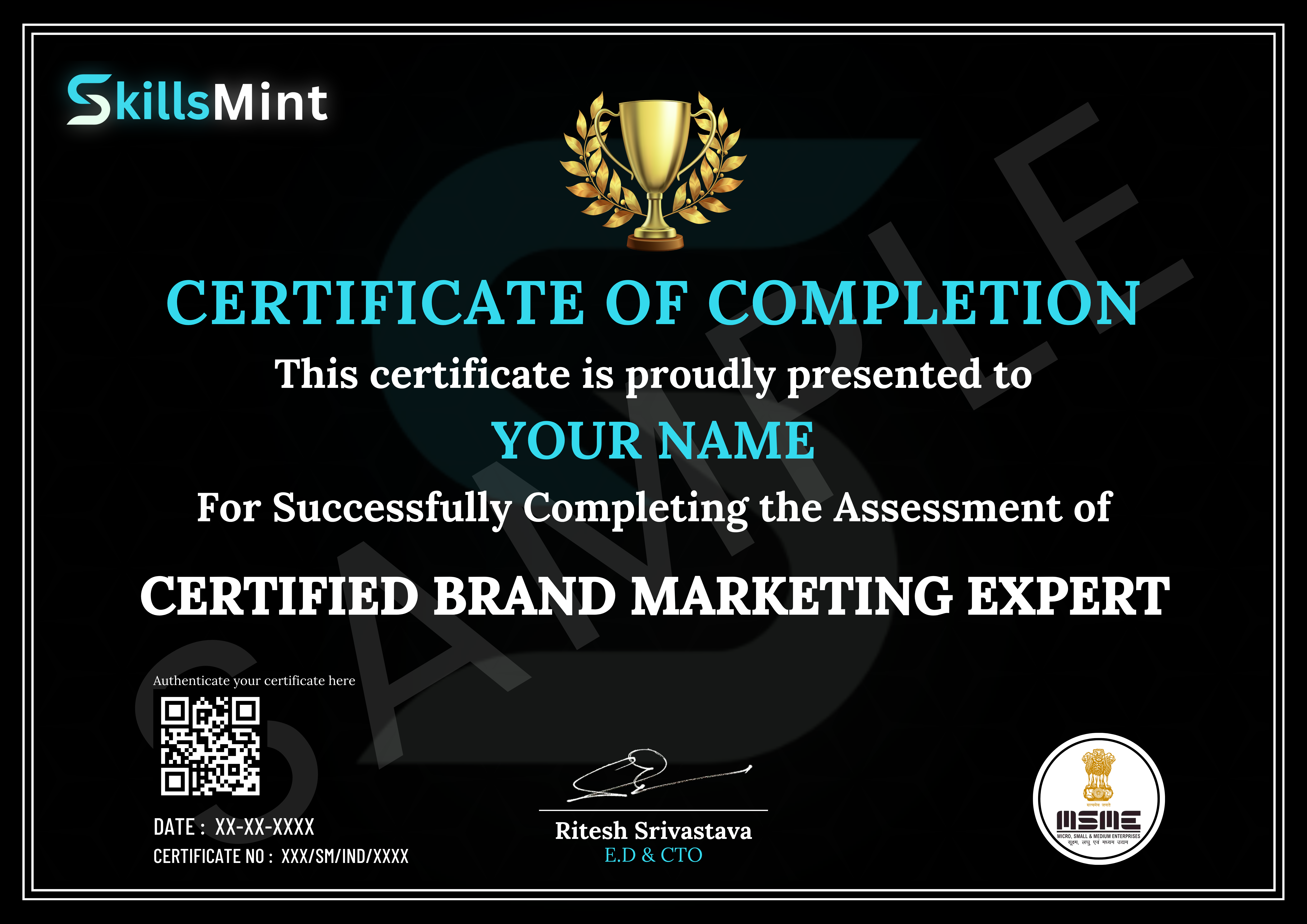 Sample certificate preview