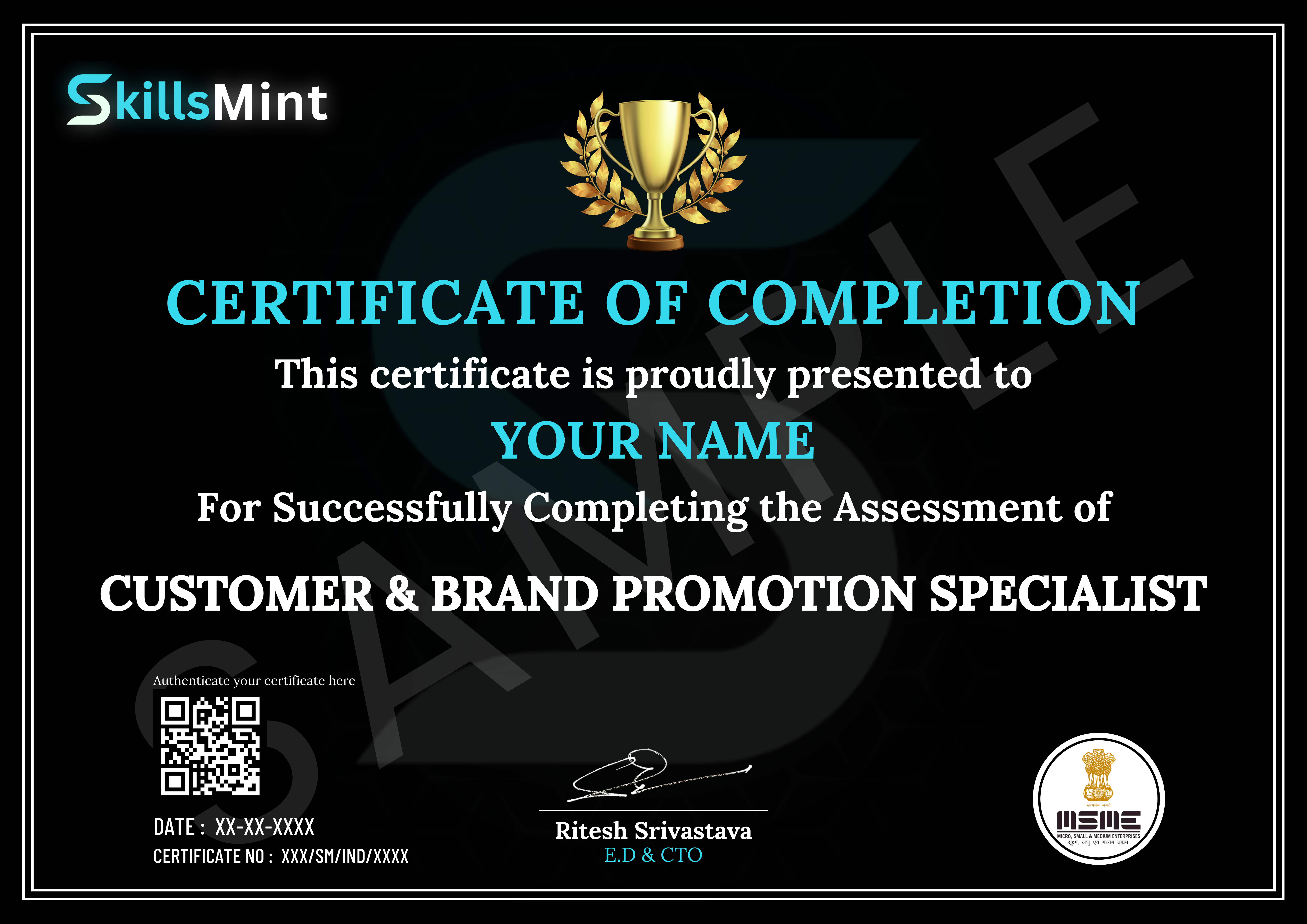 Sample certificate preview
