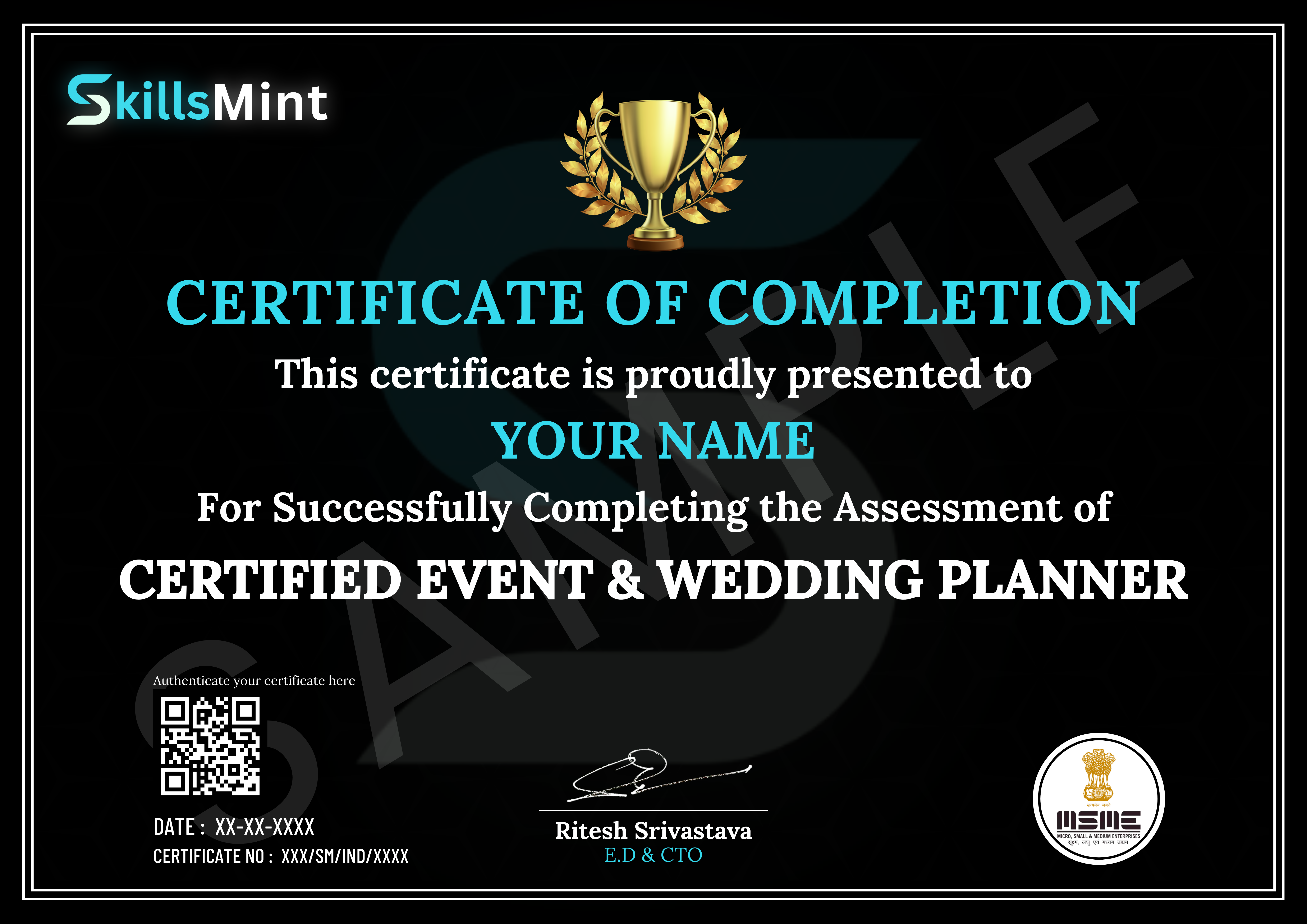 Sample certificate preview