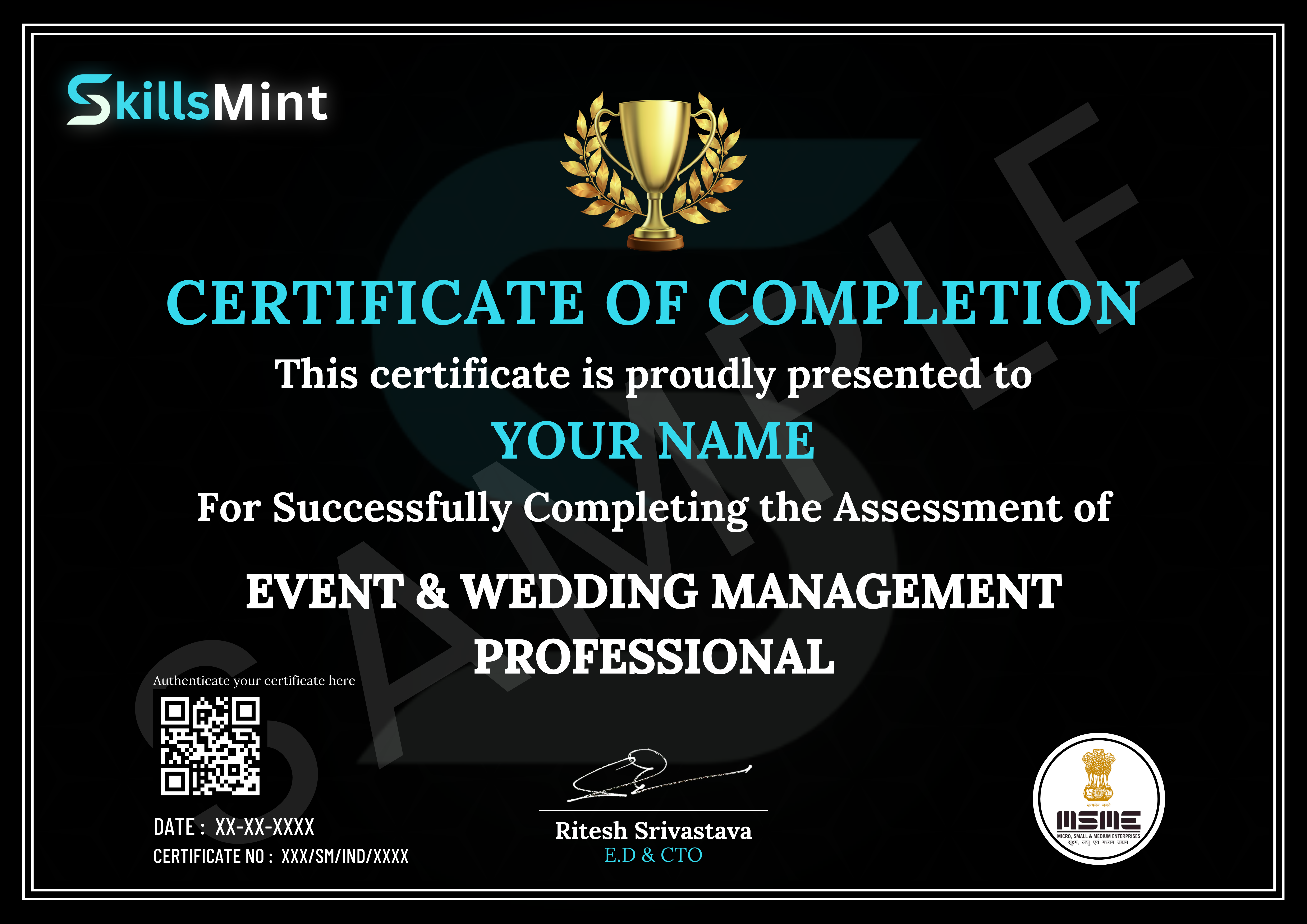 Sample certificate preview