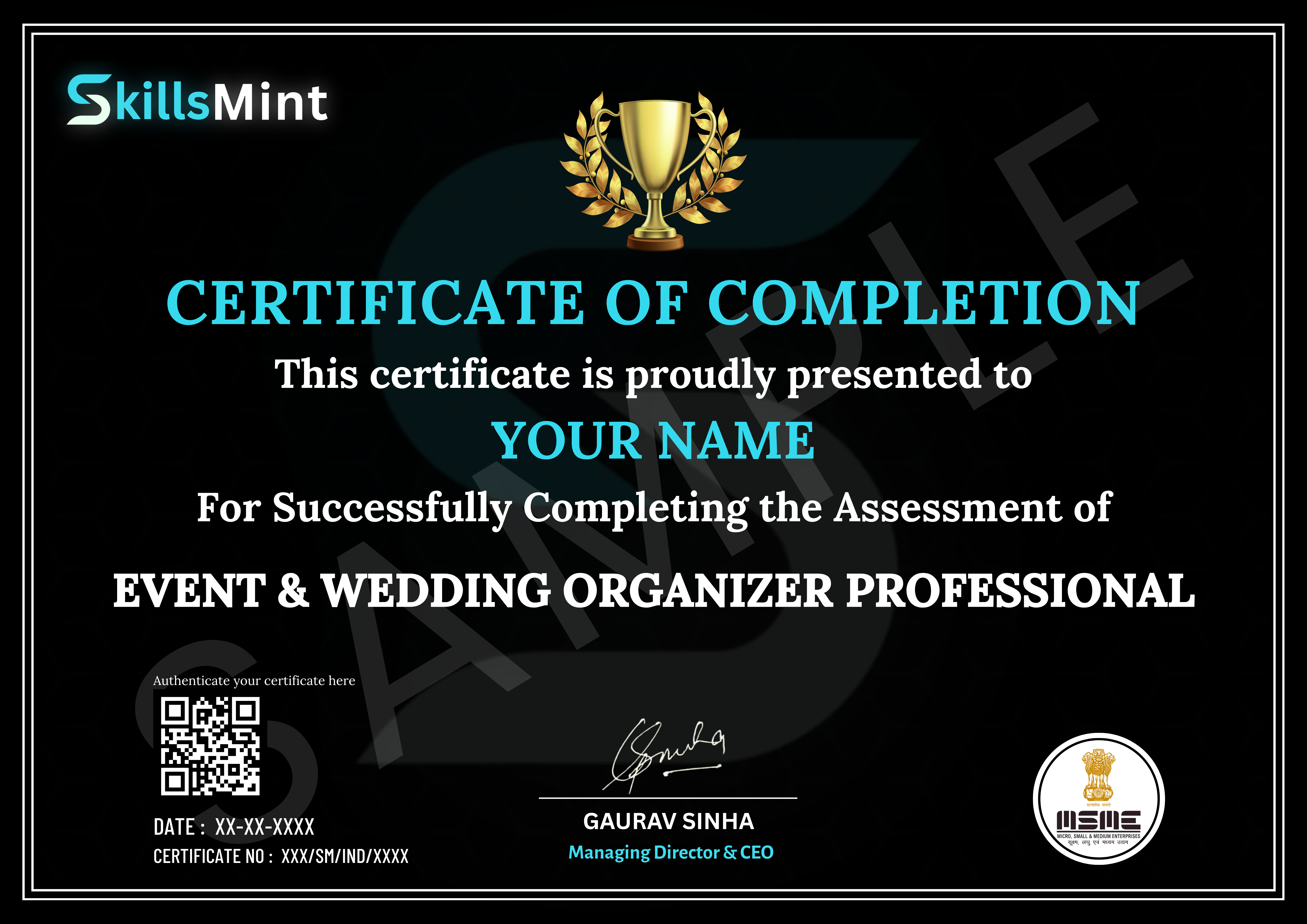 Sample certificate preview