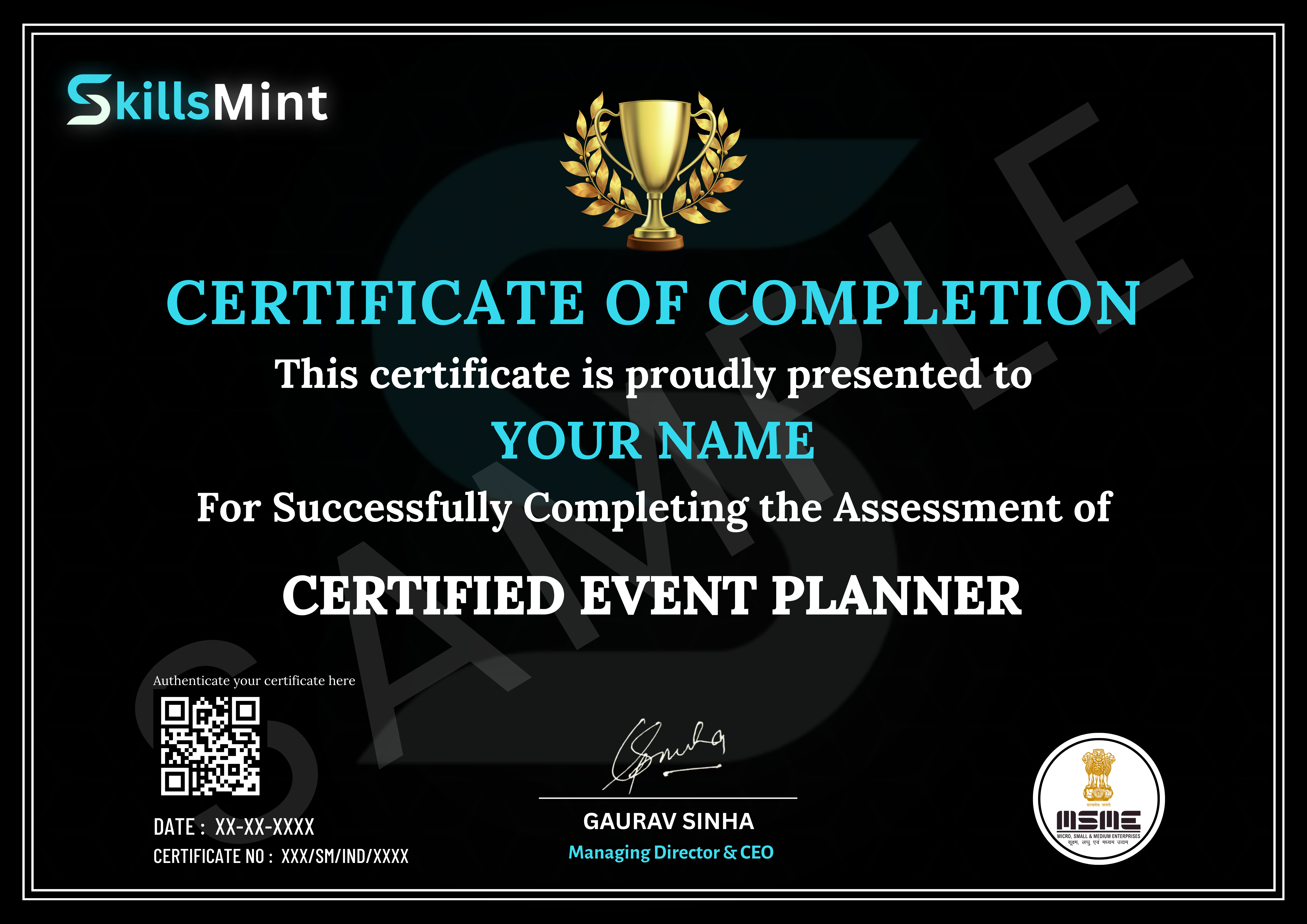 Sample certificate preview