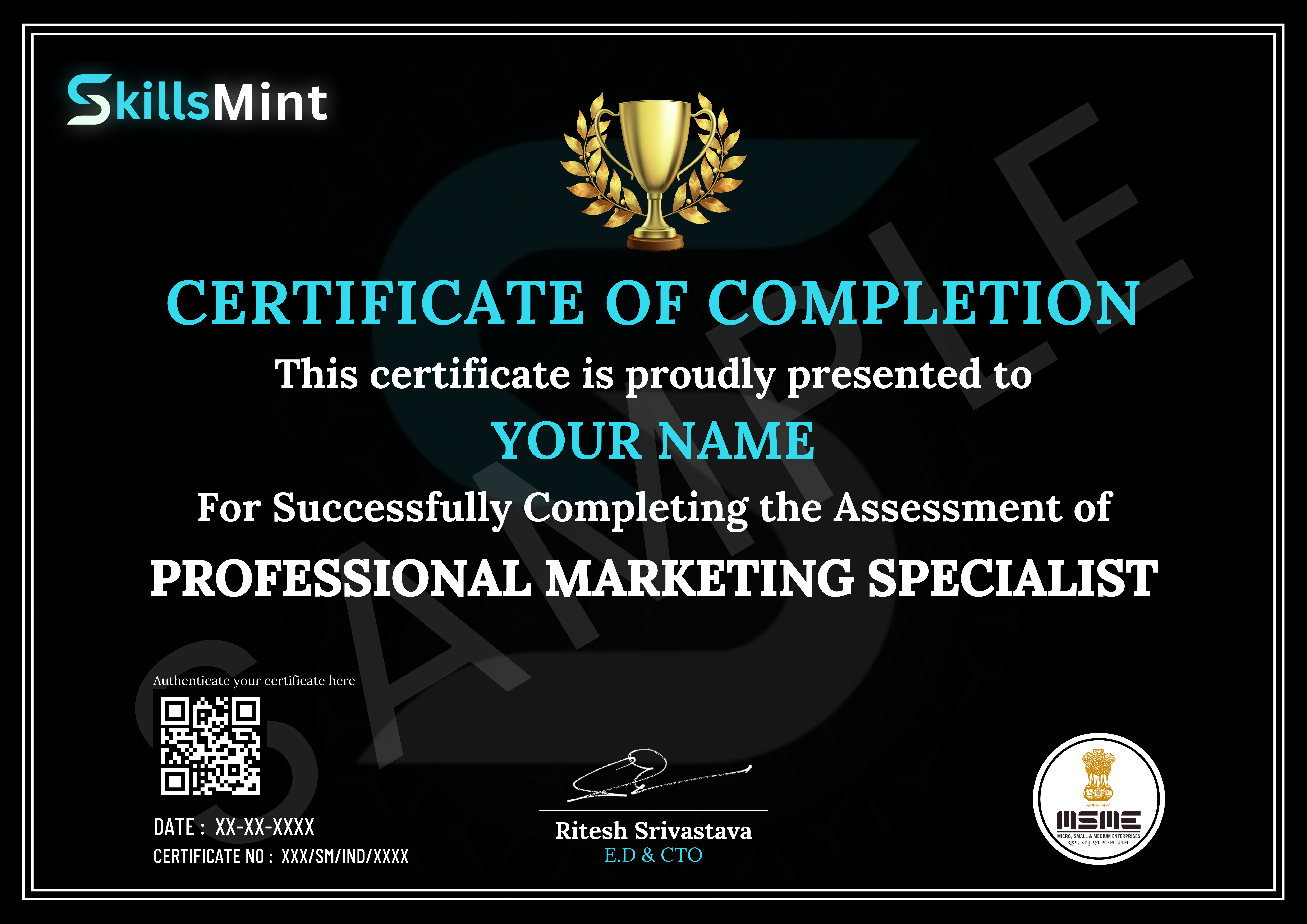 Sample certificate preview