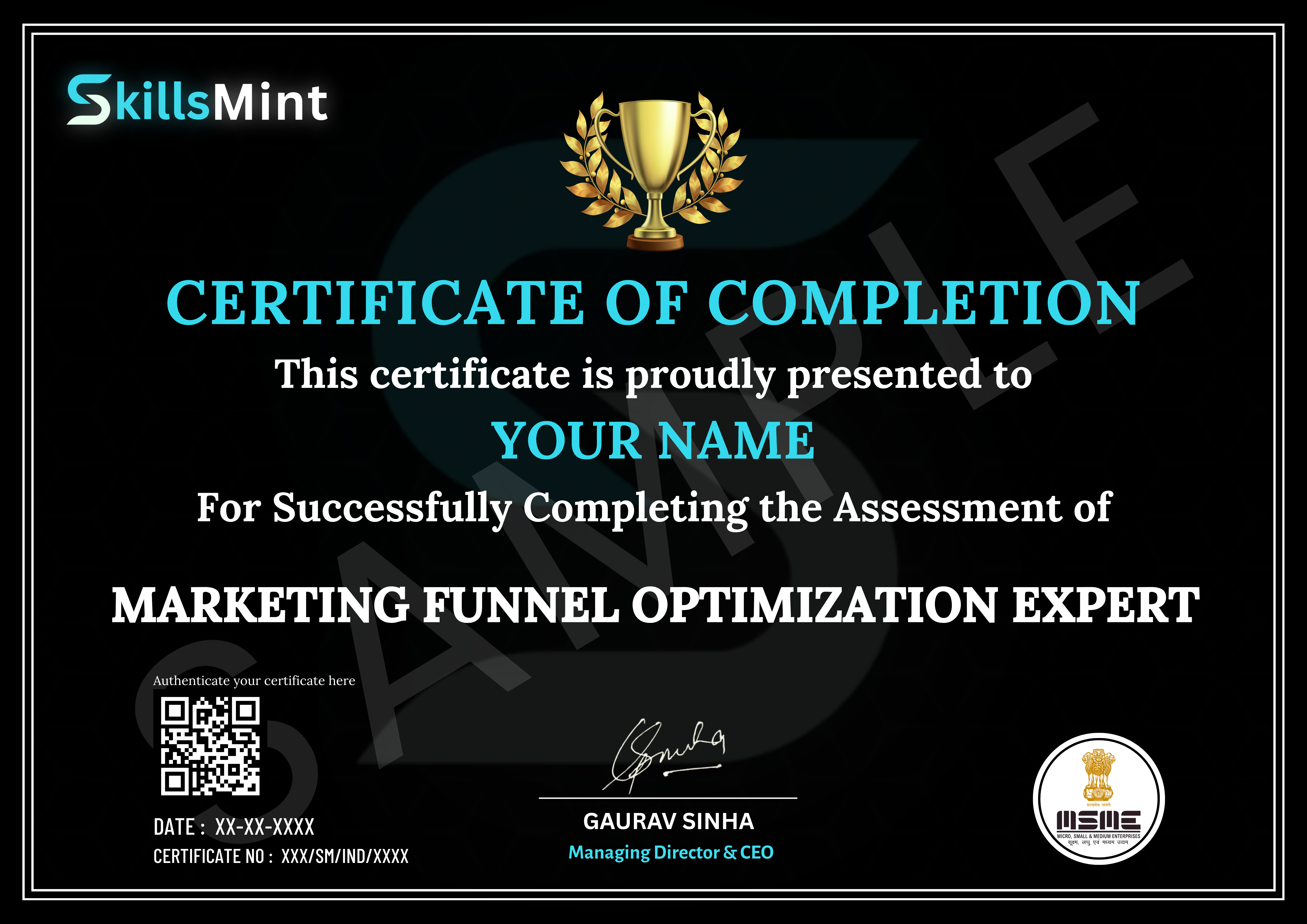 Sample certificate preview