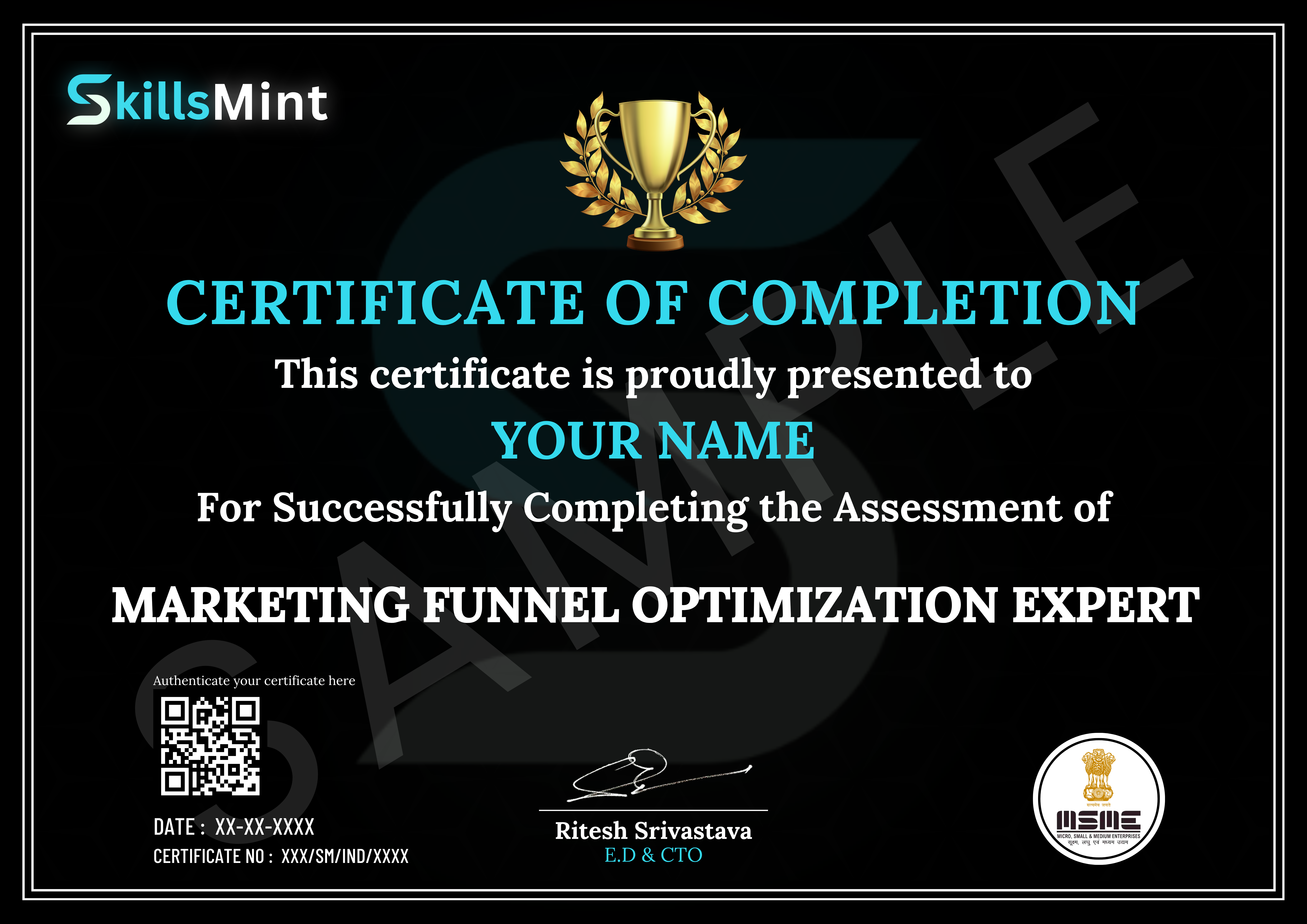 Sample certificate preview