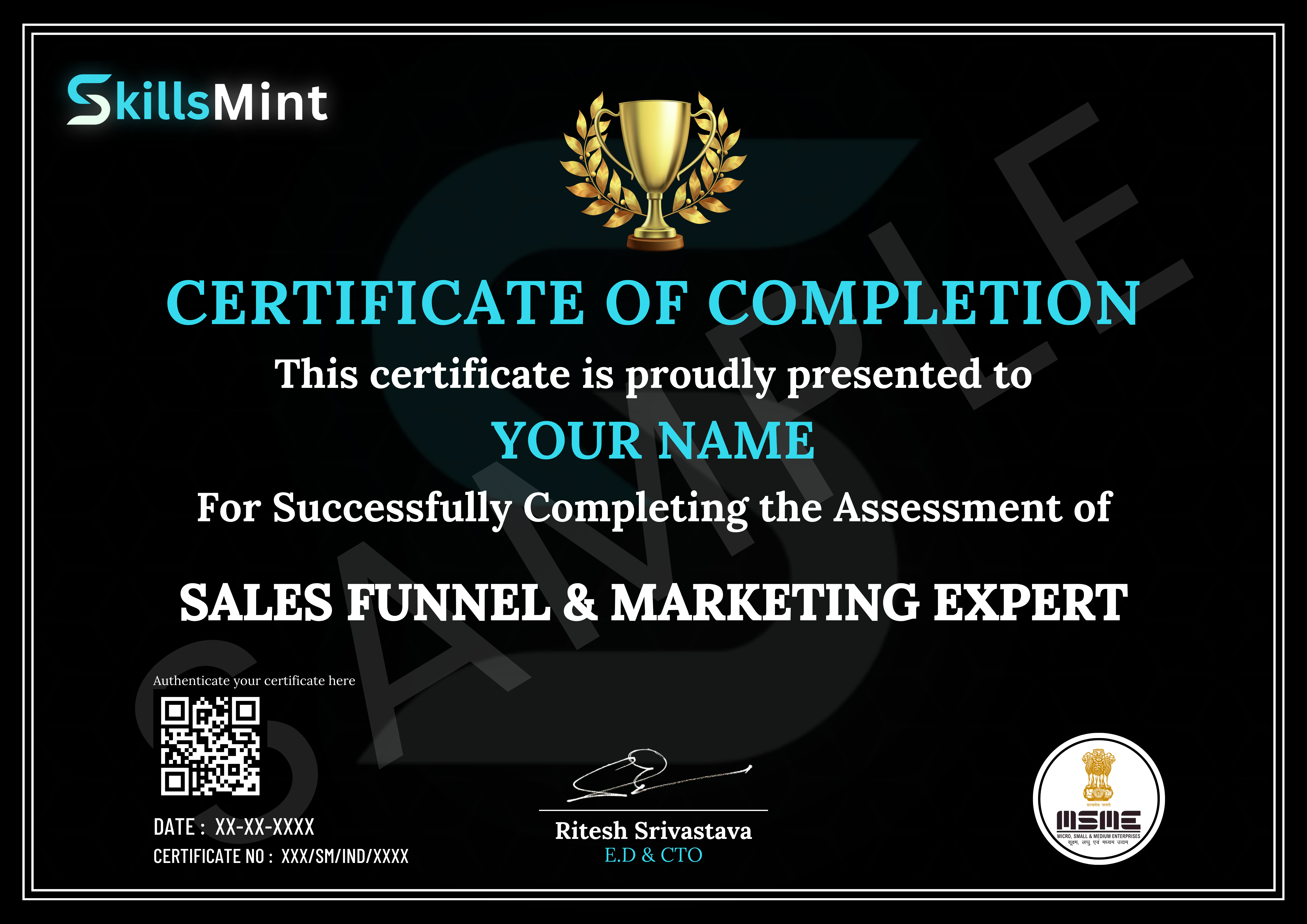 Sample certificate preview