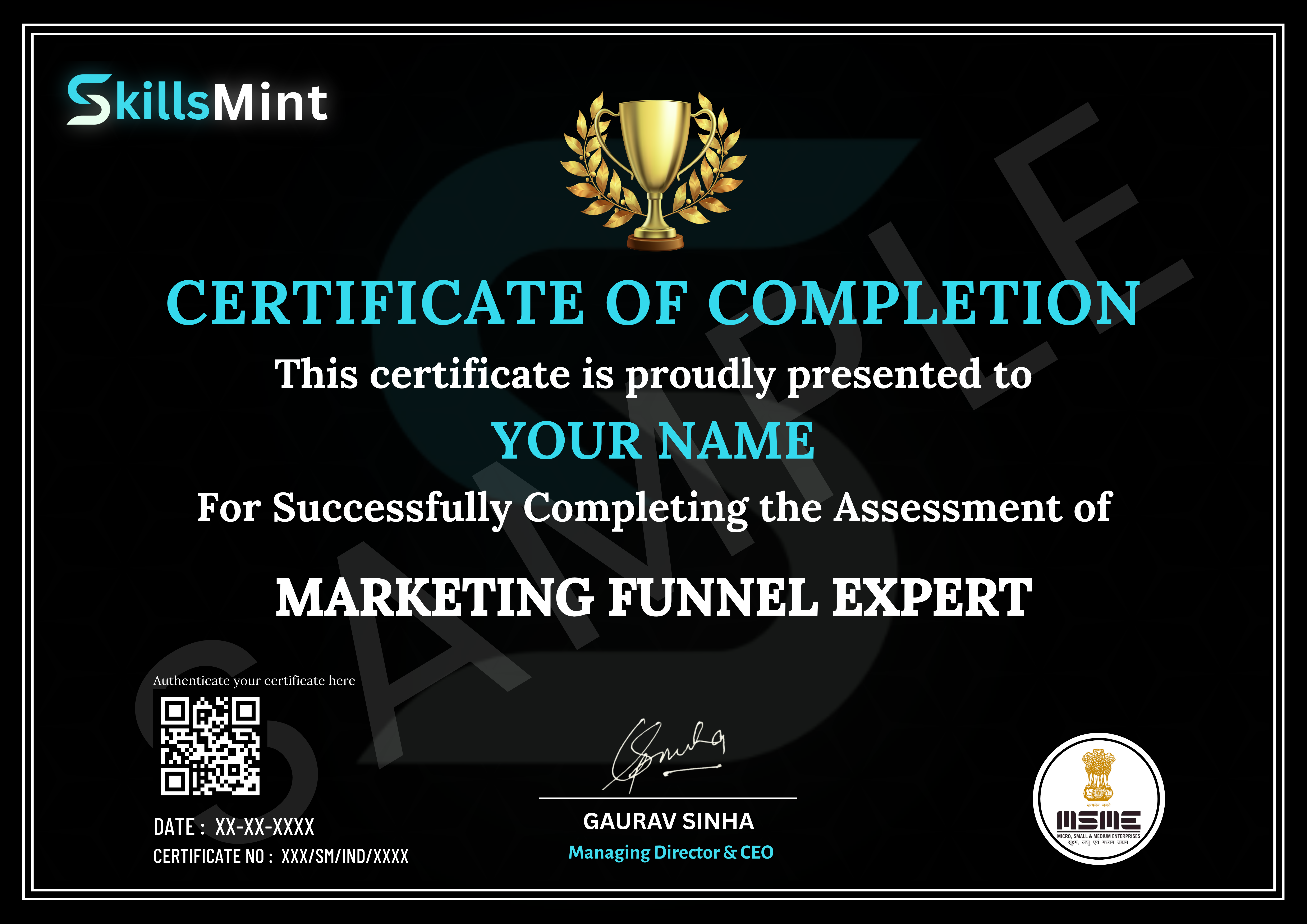 Sample certificate preview