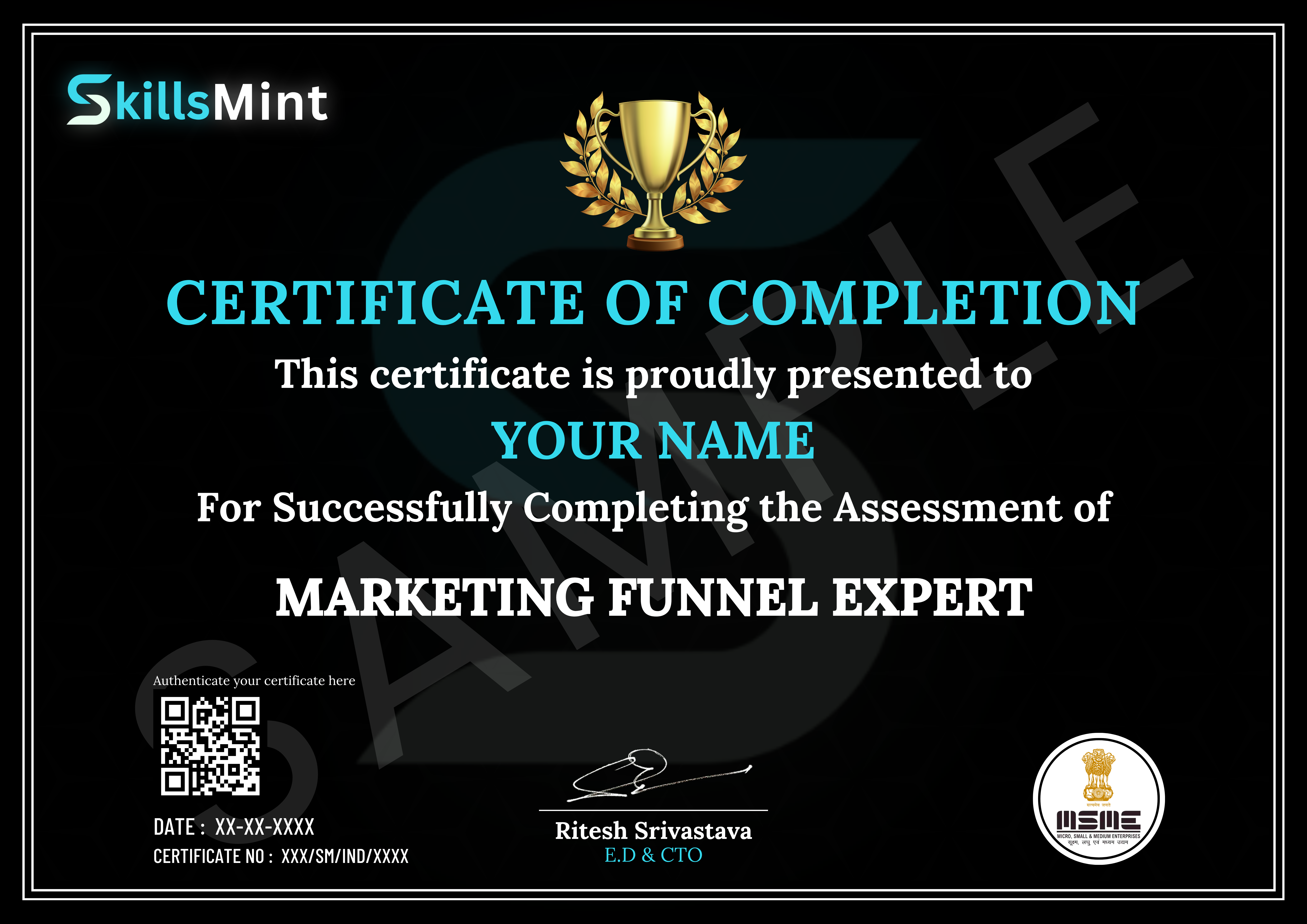 Sample certificate preview