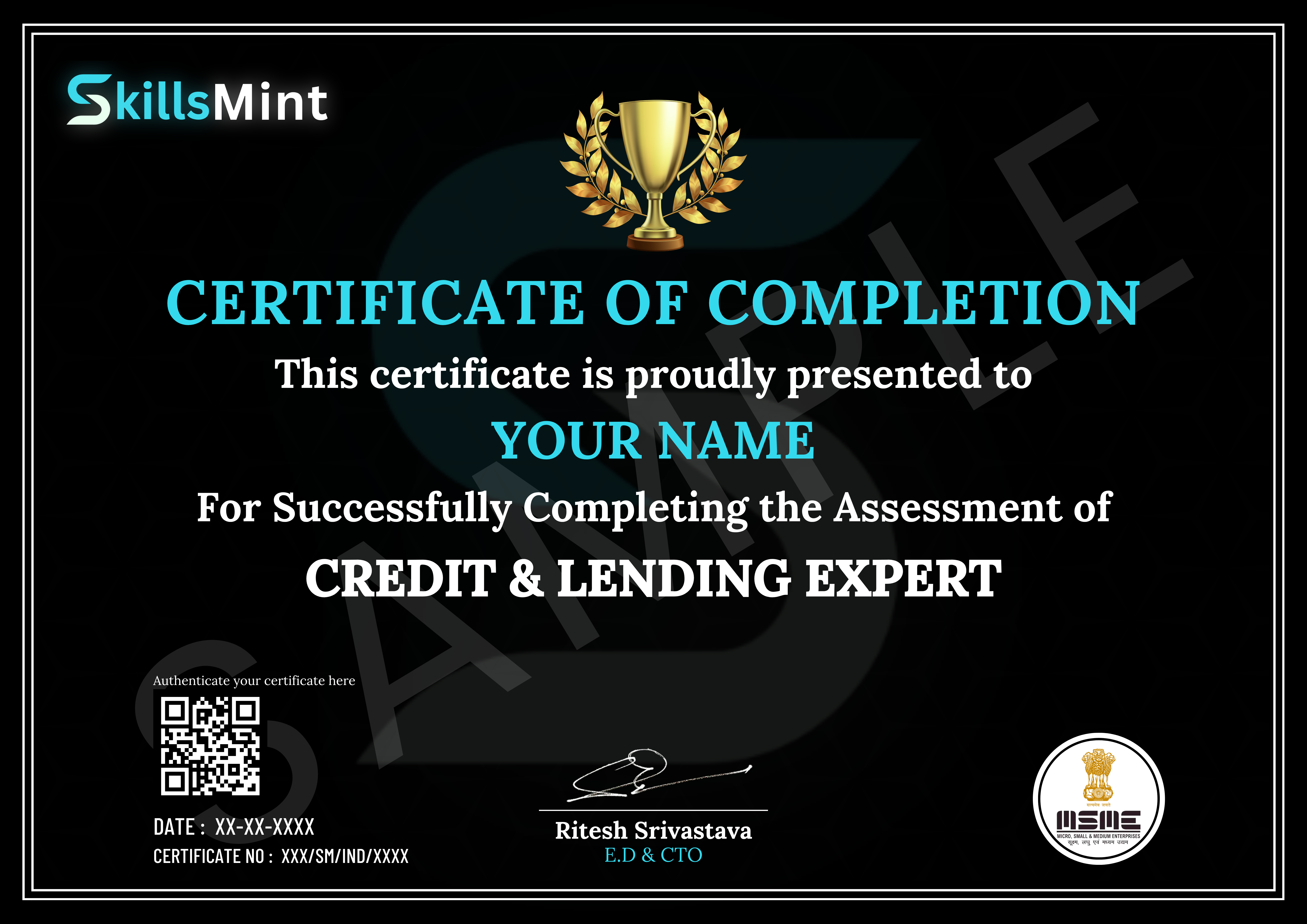 Sample certificate preview