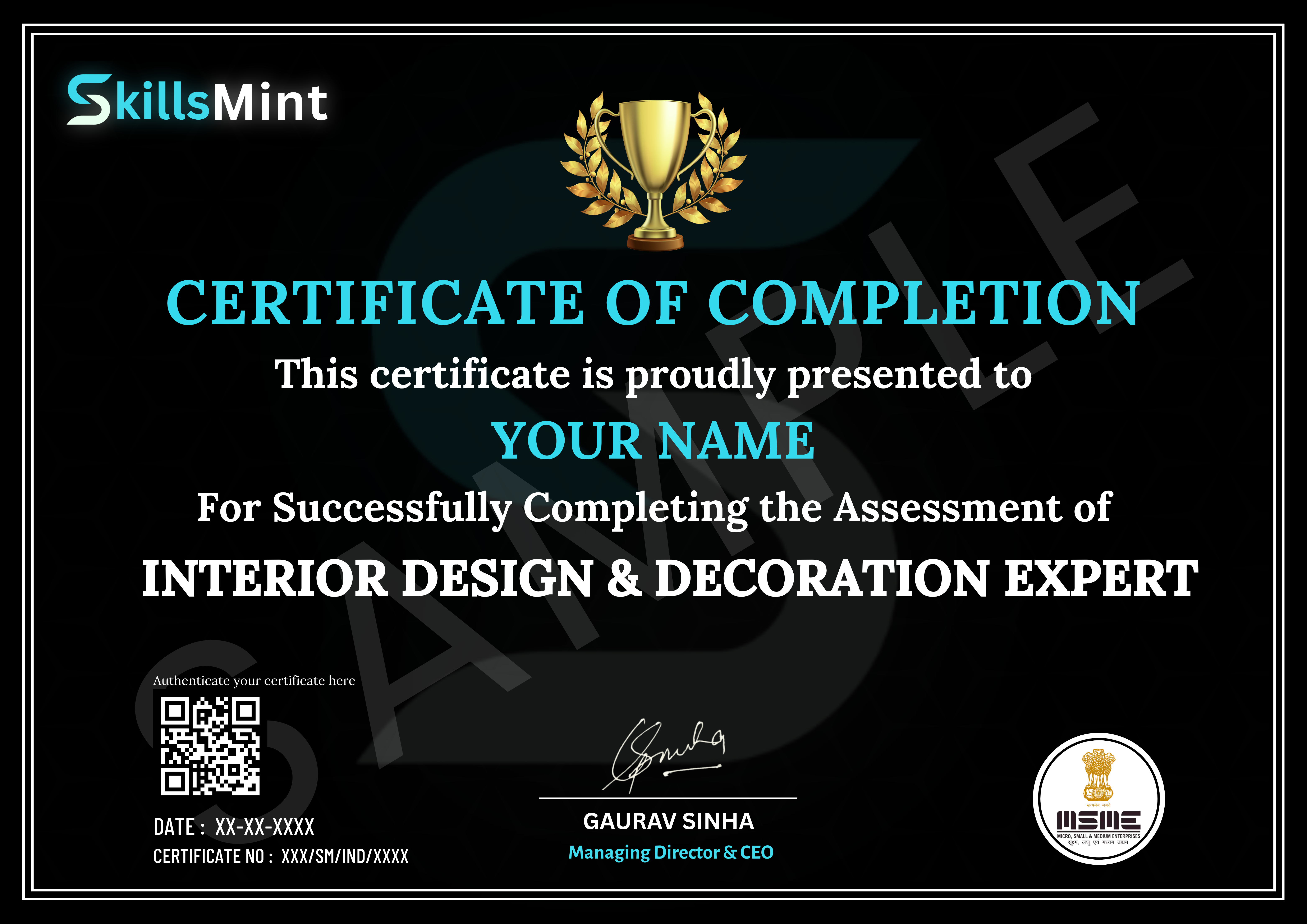 Sample certificate preview