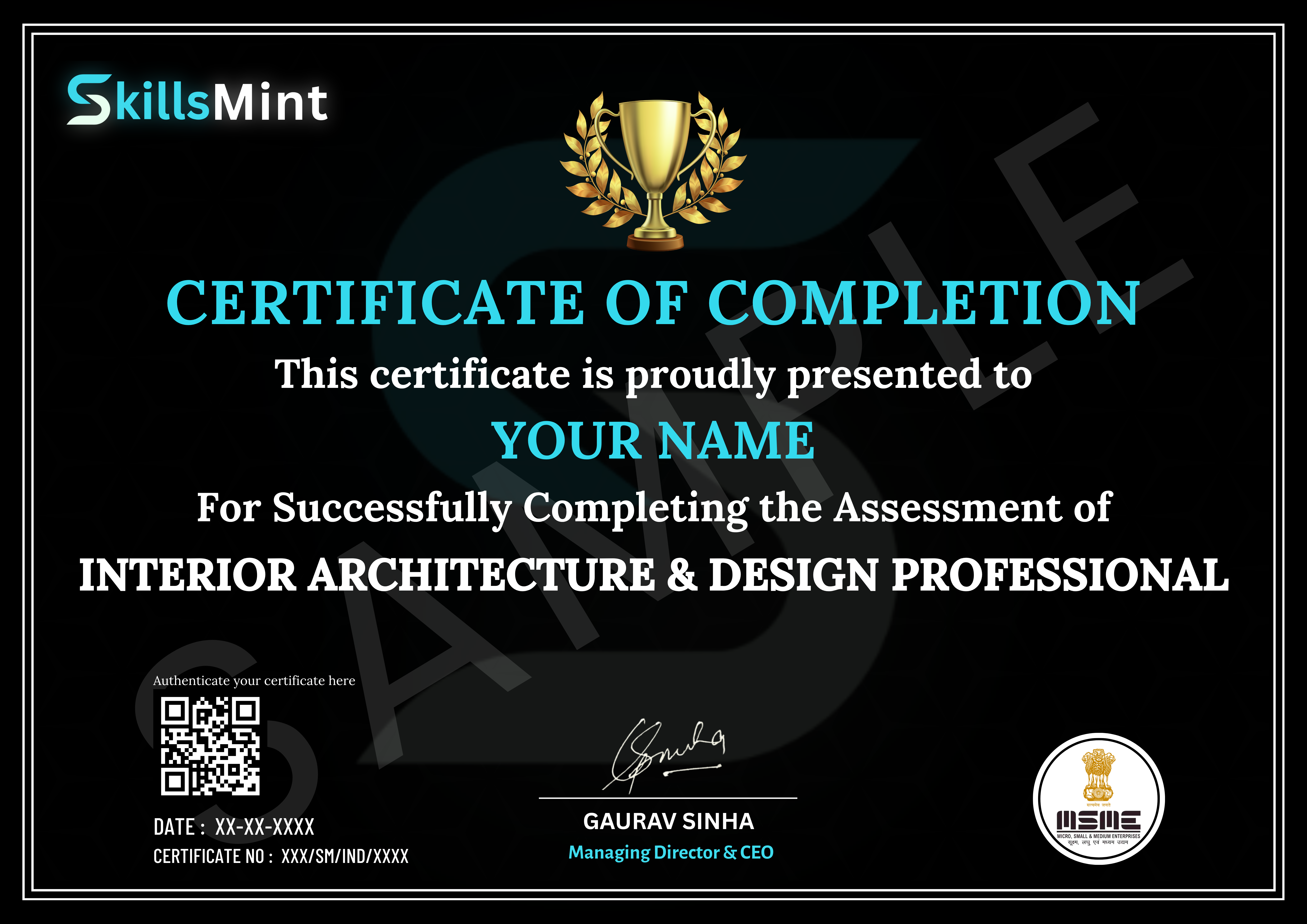 Sample certificate preview
