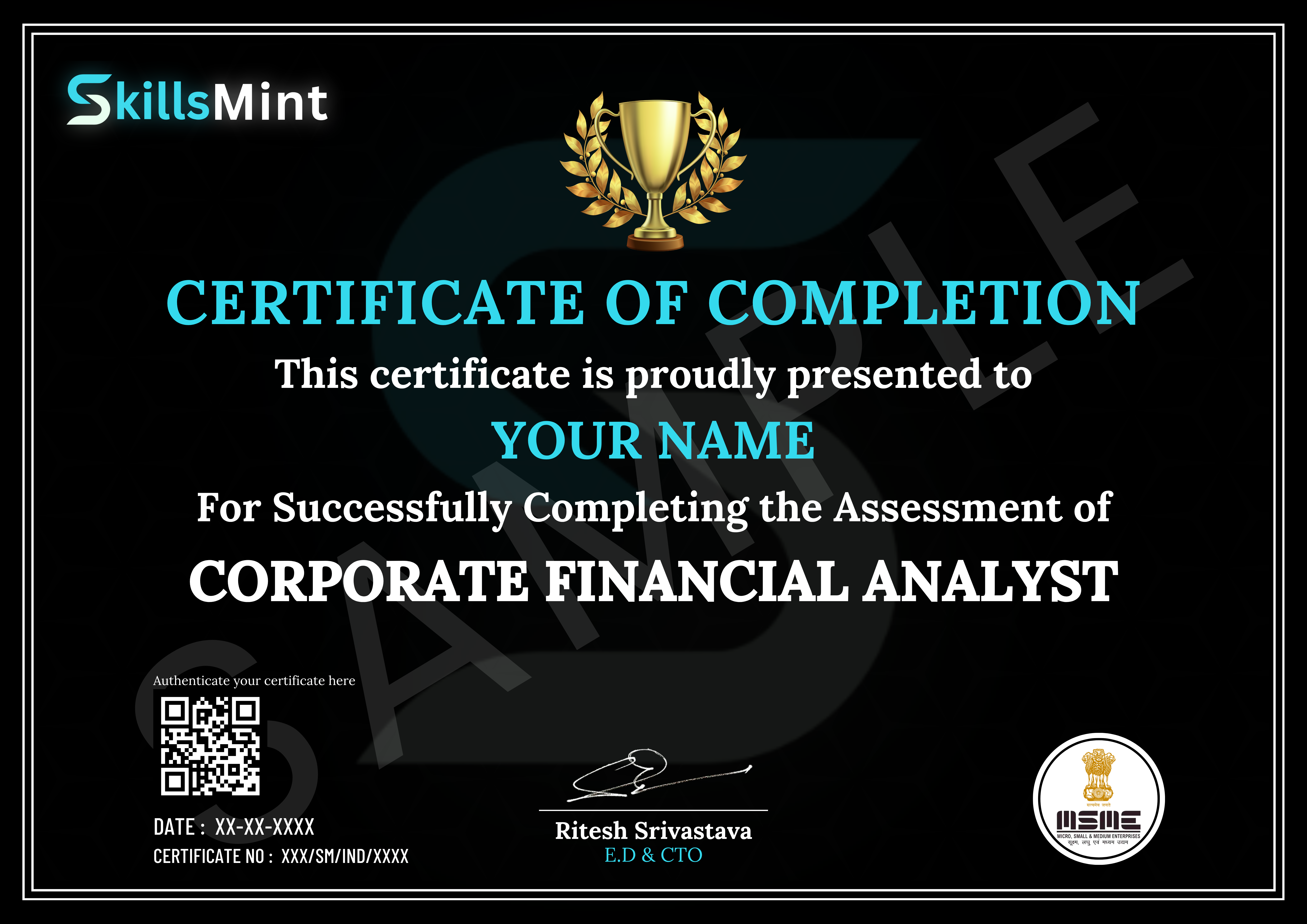 Sample certificate preview