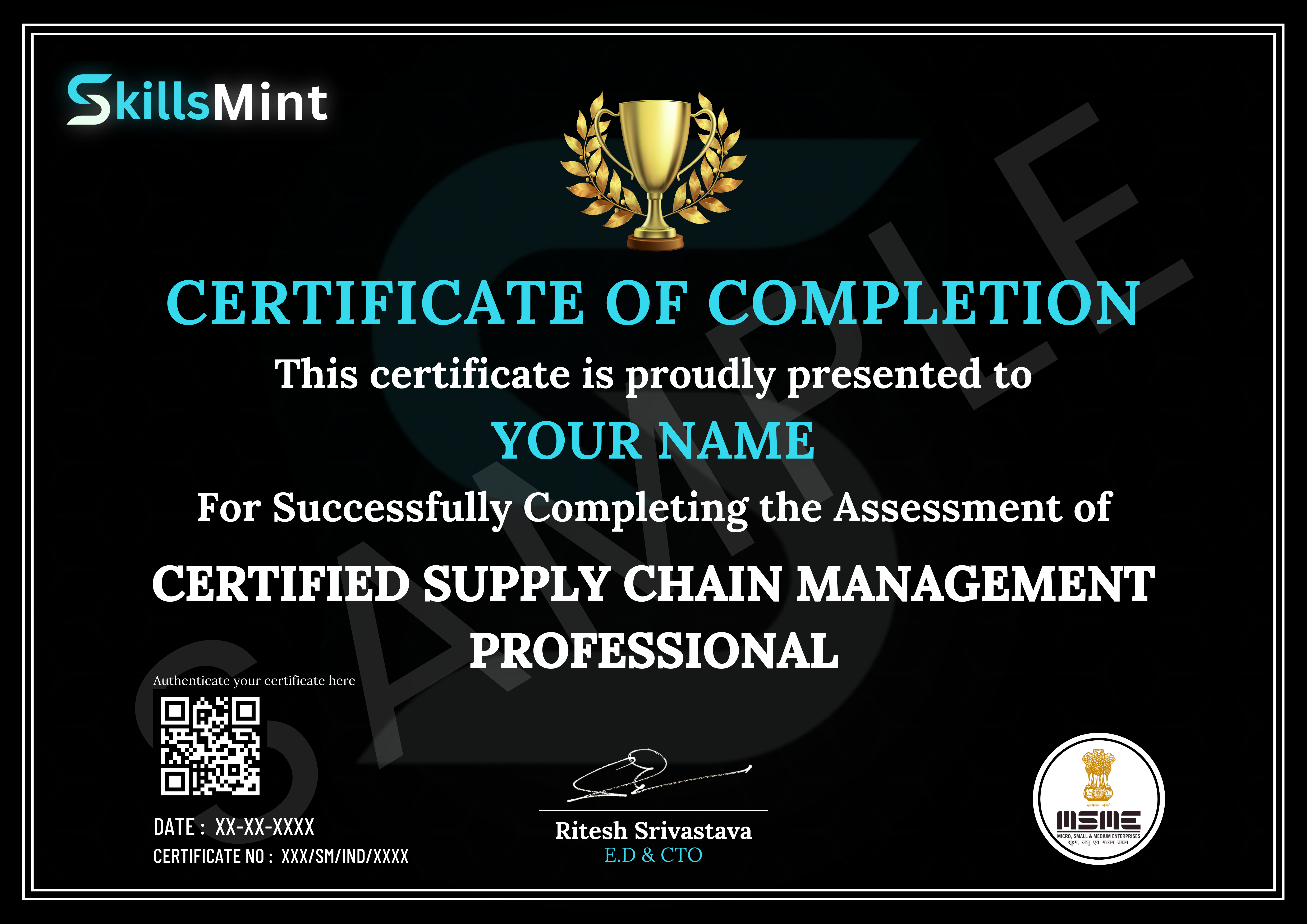 Sample certificate preview