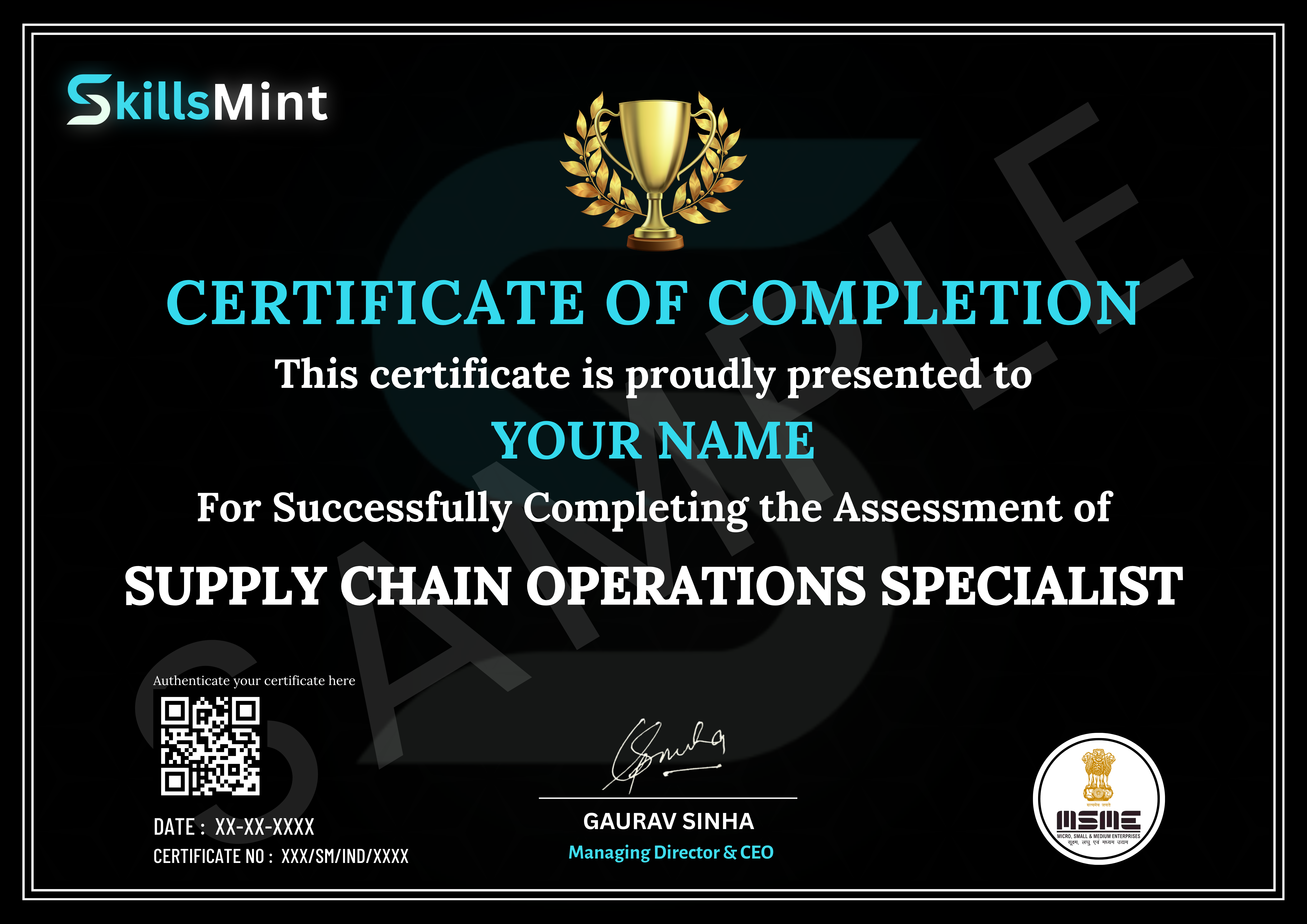 Sample certificate preview