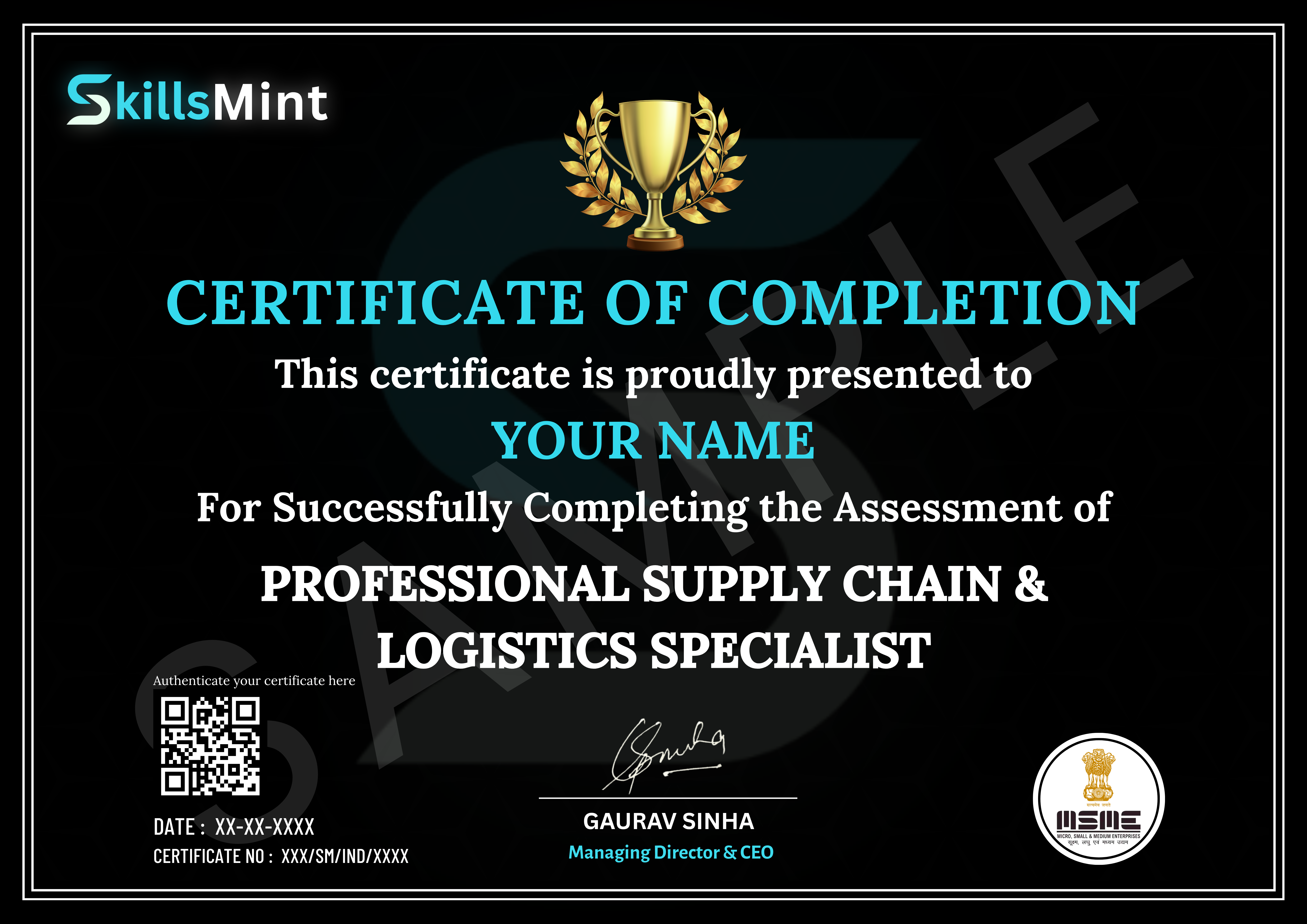 Sample certificate preview
