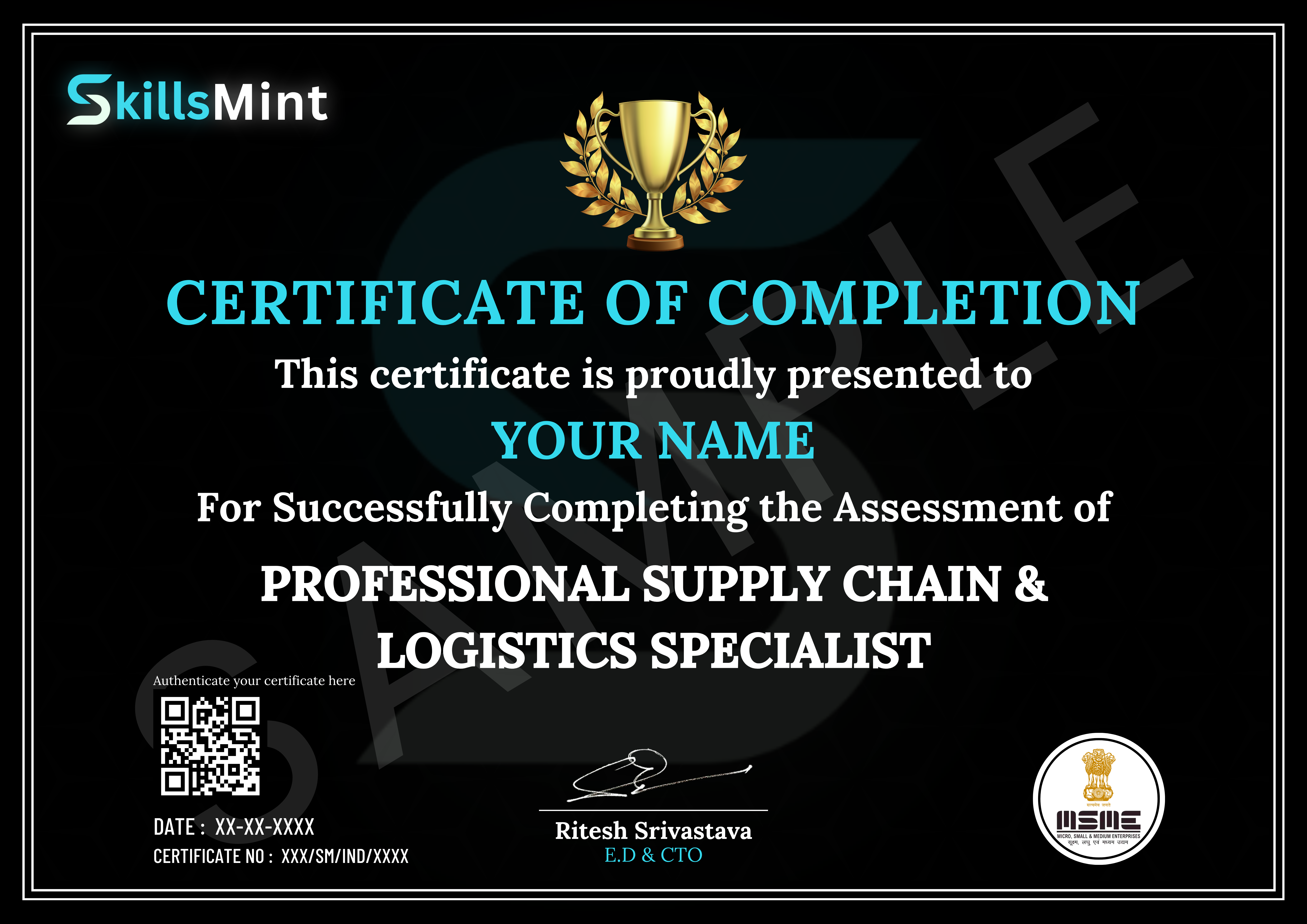 Sample certificate preview