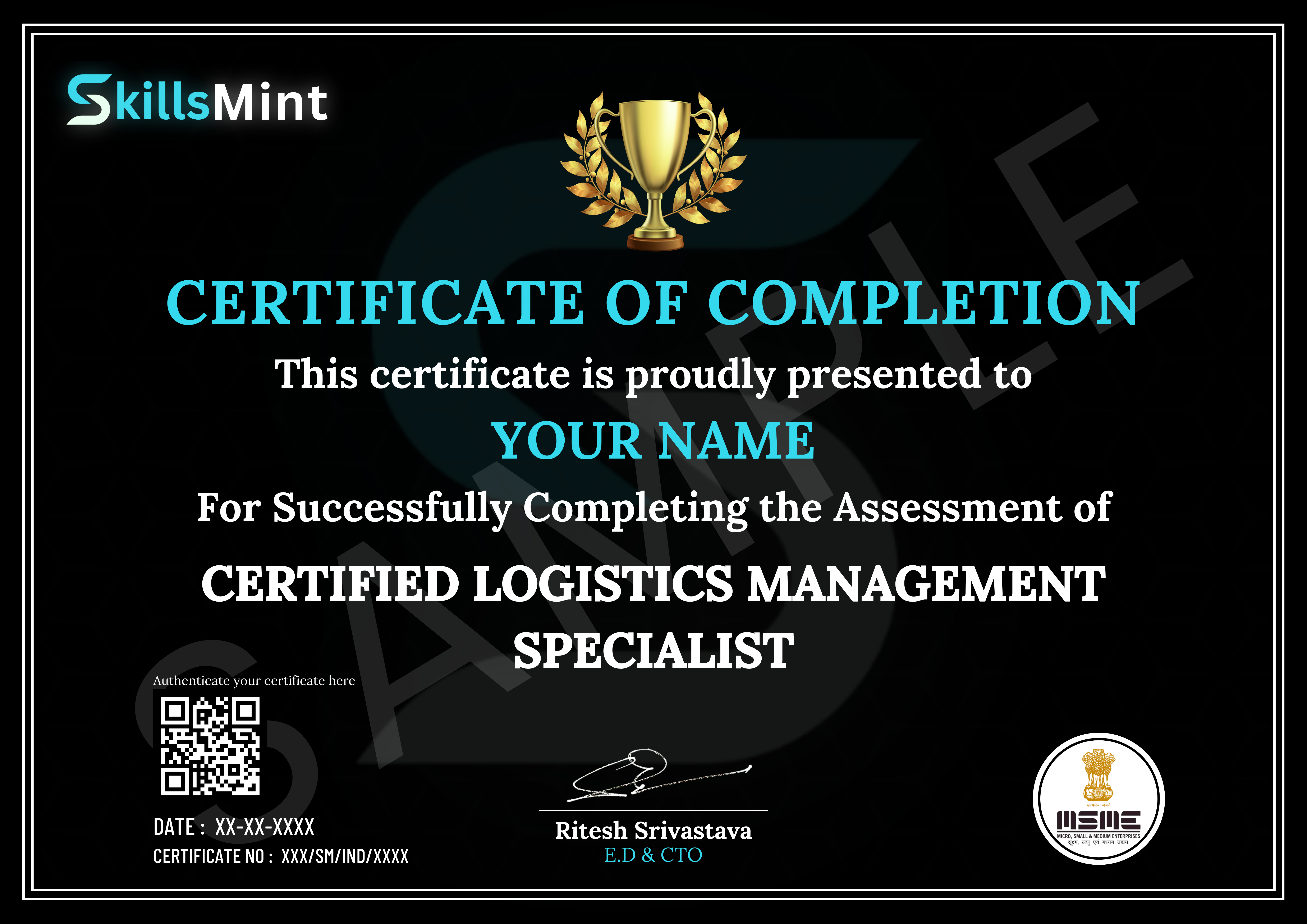 Sample certificate preview