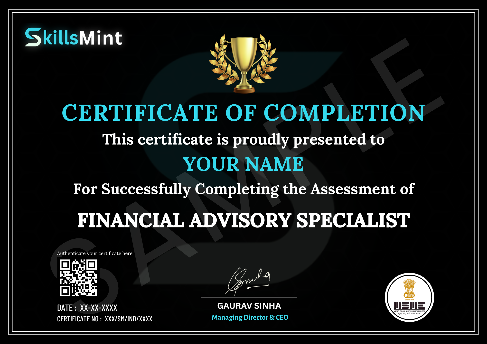 Sample certificate preview