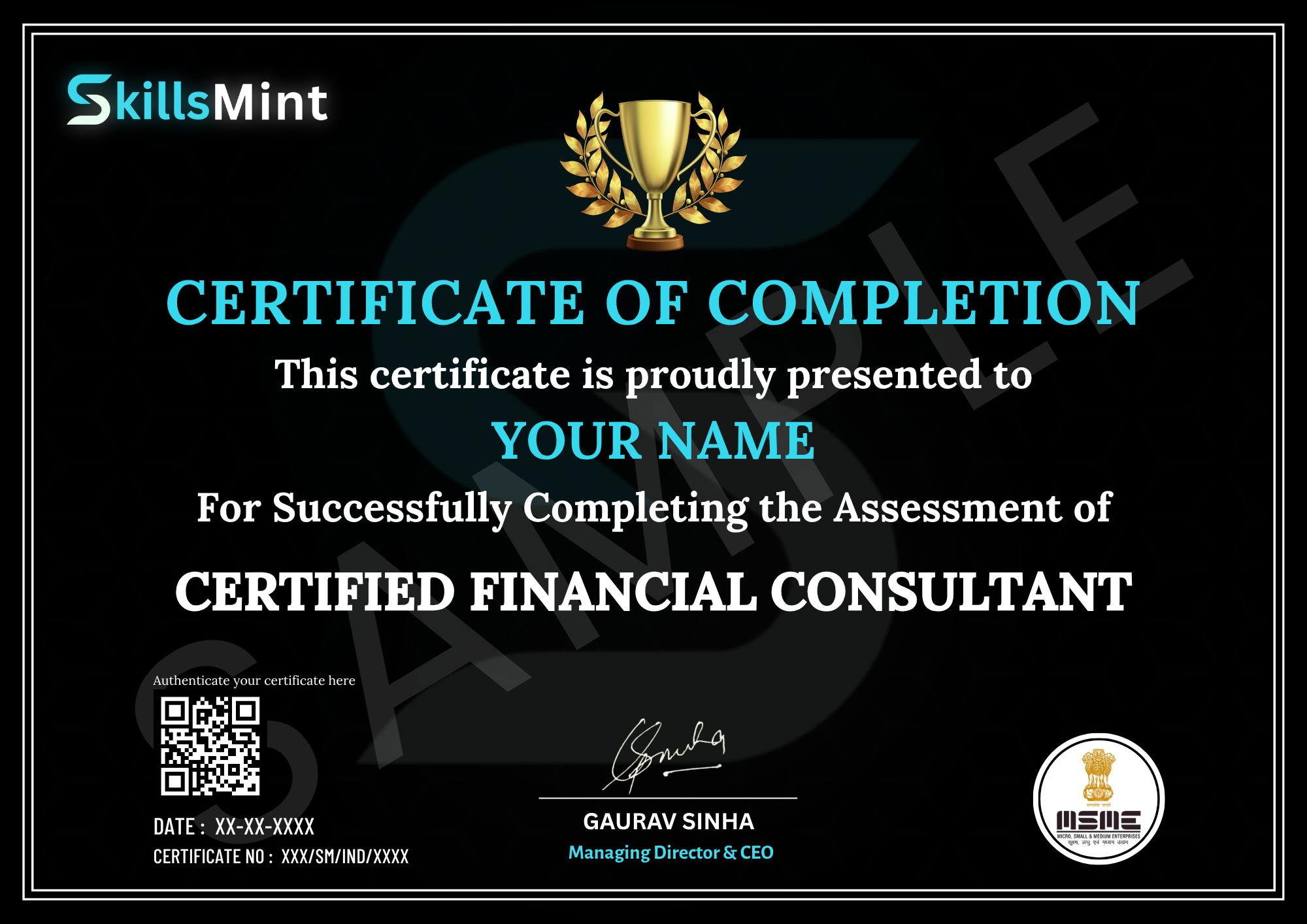Sample certificate preview