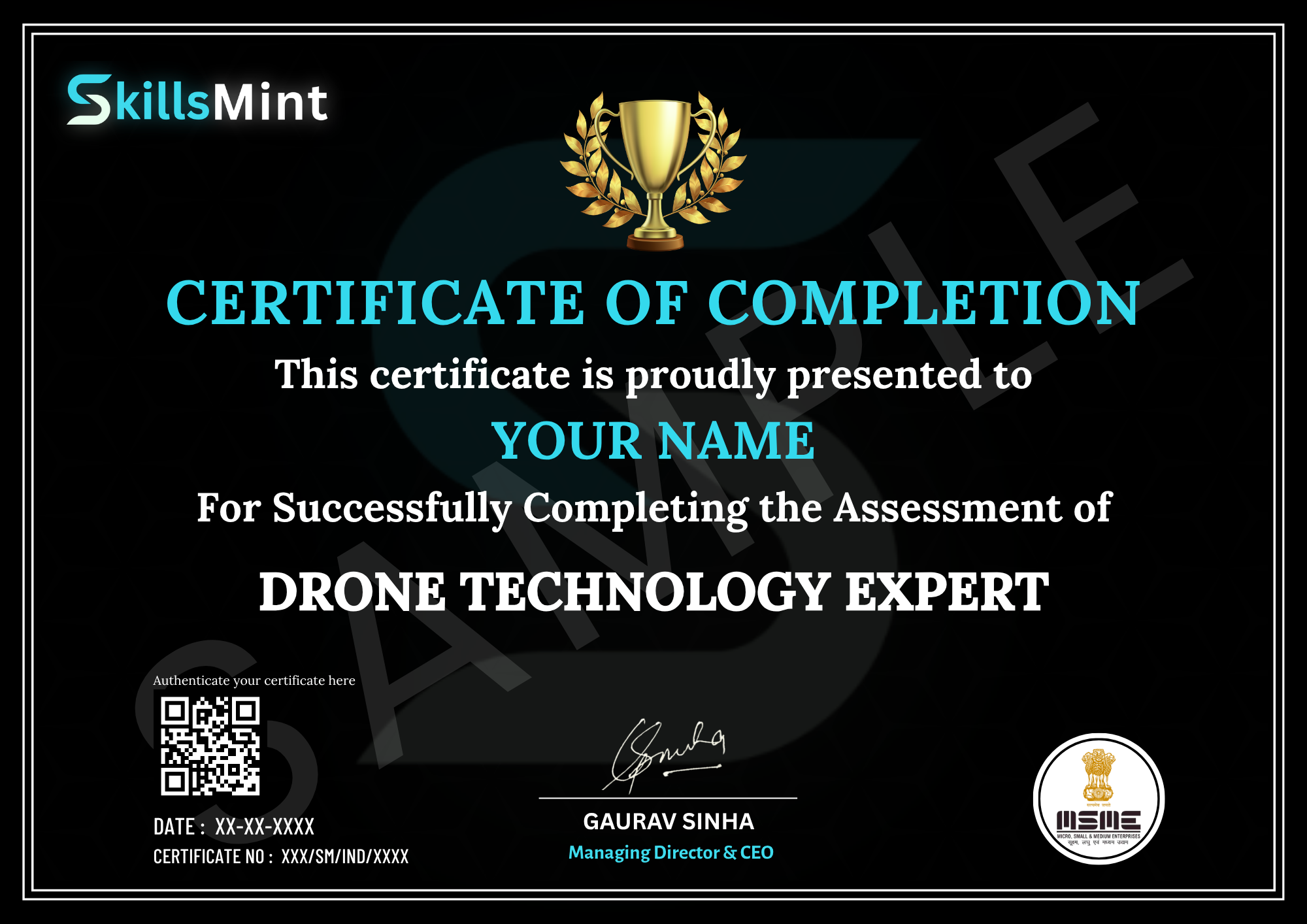 Sample certificate preview
