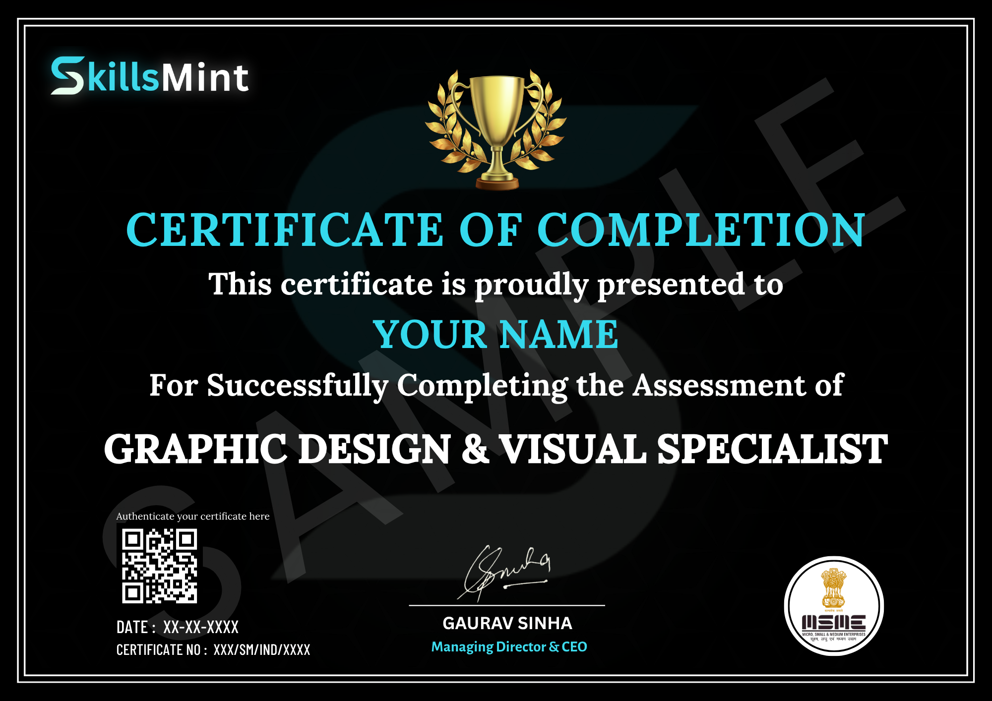 Sample certificate preview