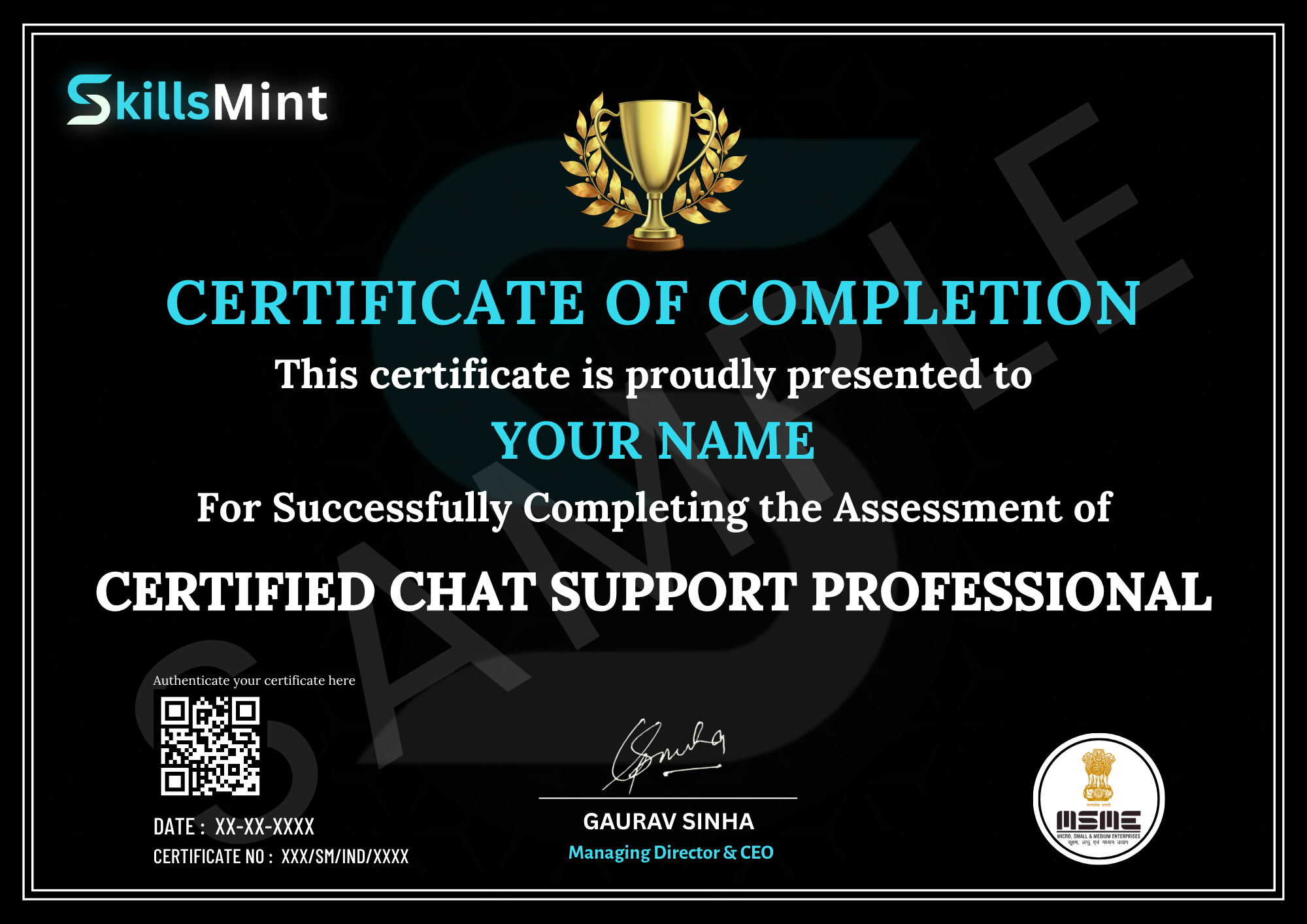 Sample certificate preview