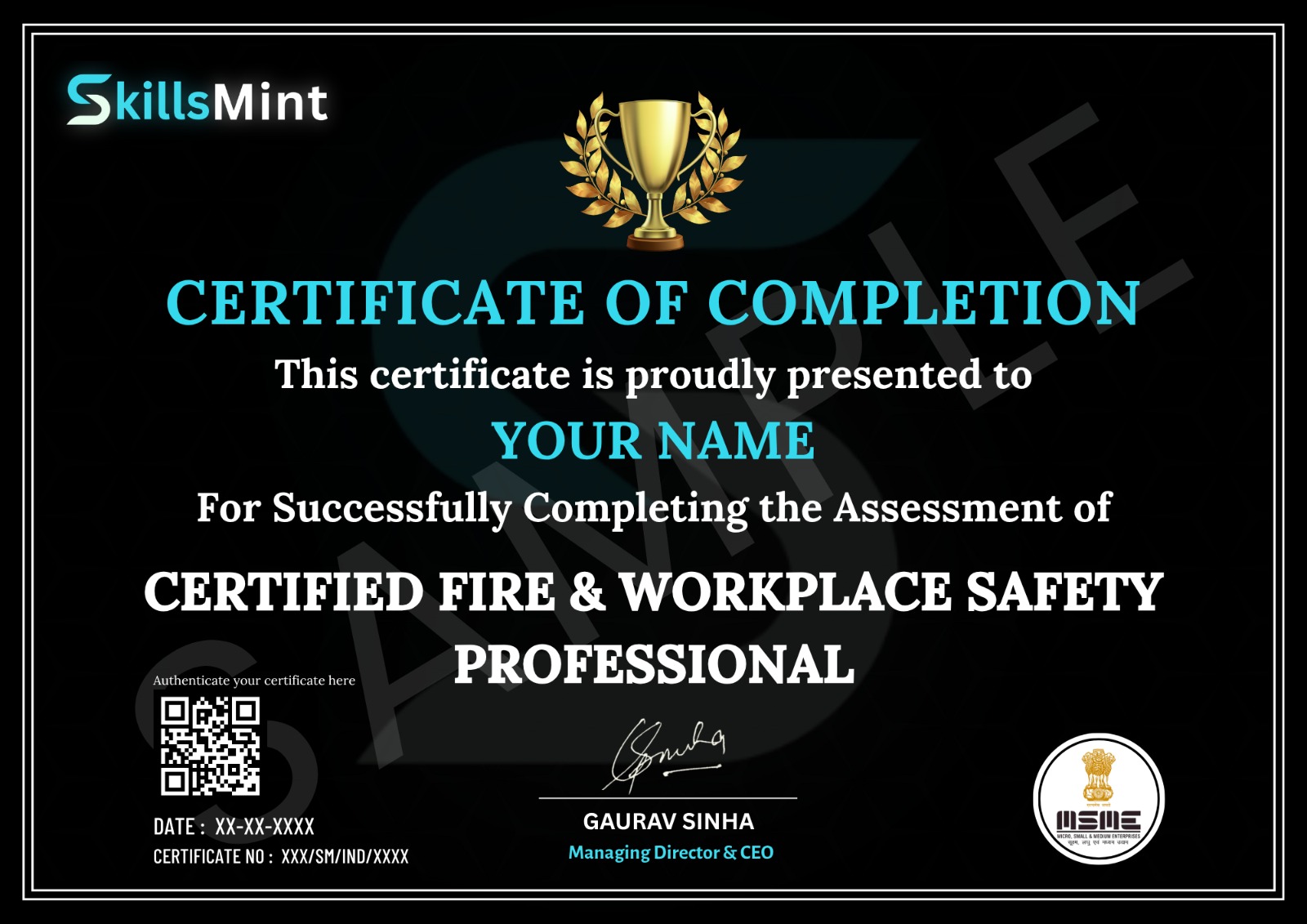 Sample certificate preview
