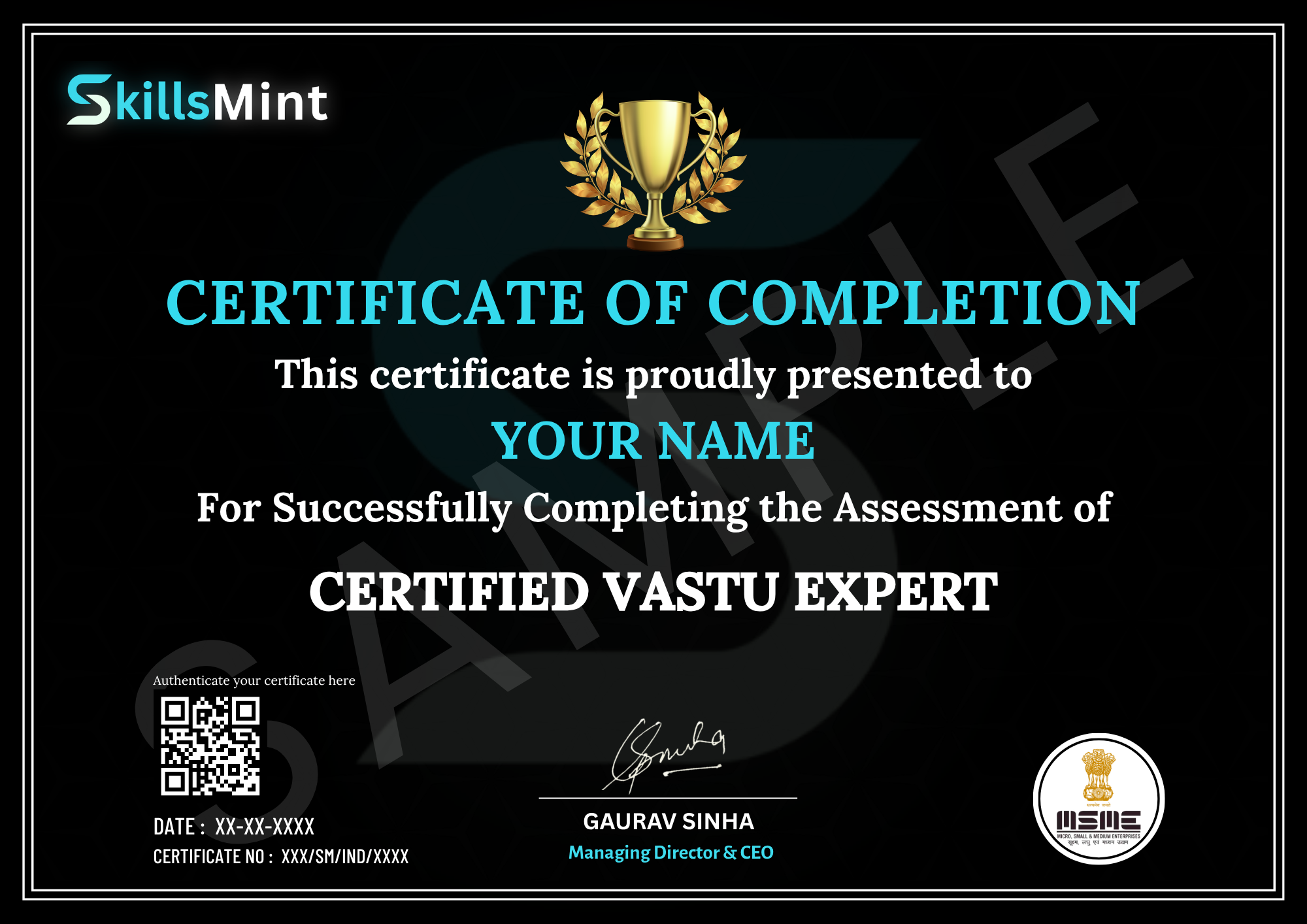 Sample certificate preview