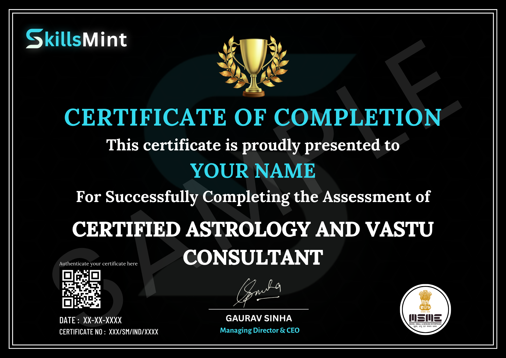 Sample certificate preview
