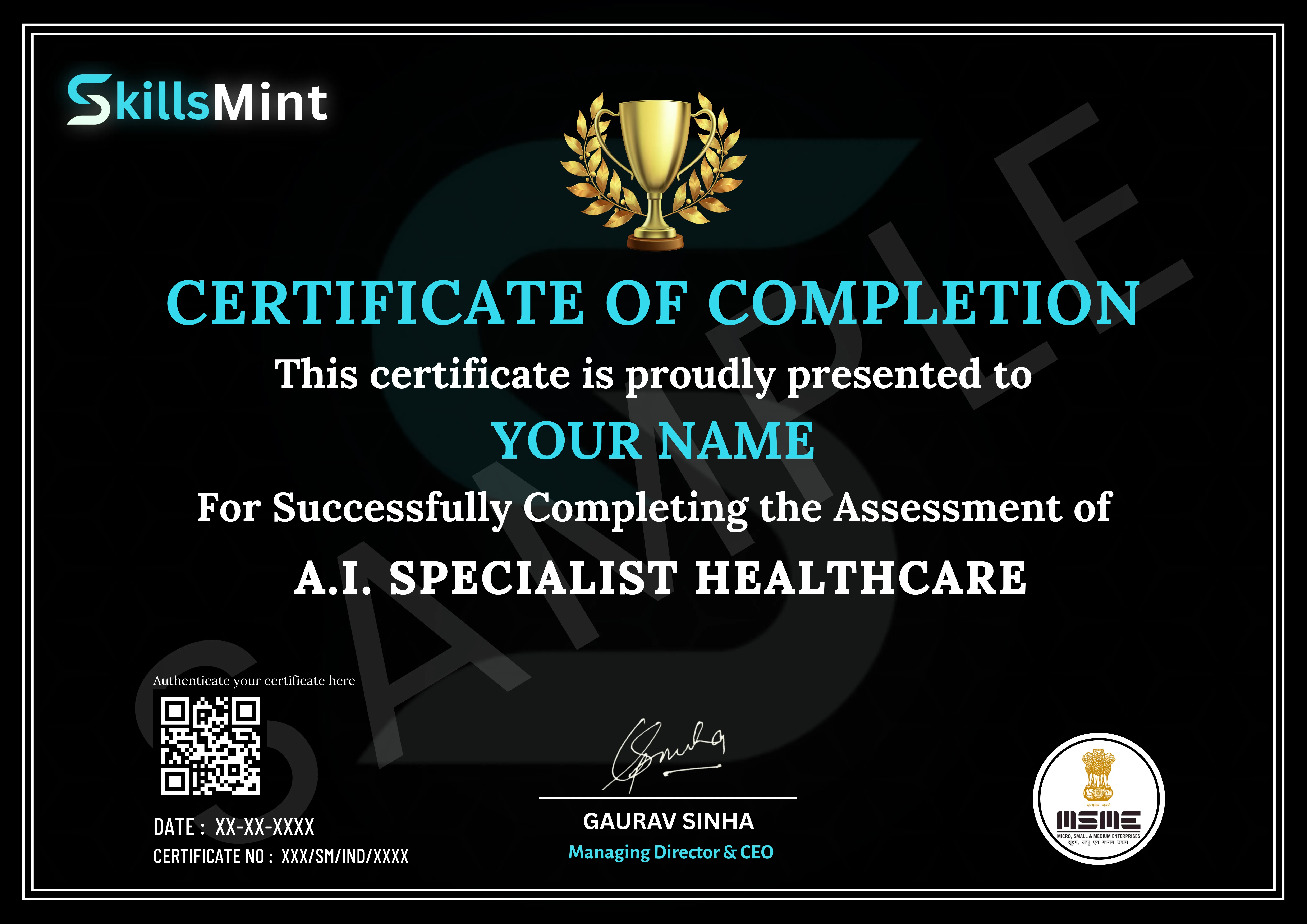 Sample certificate preview