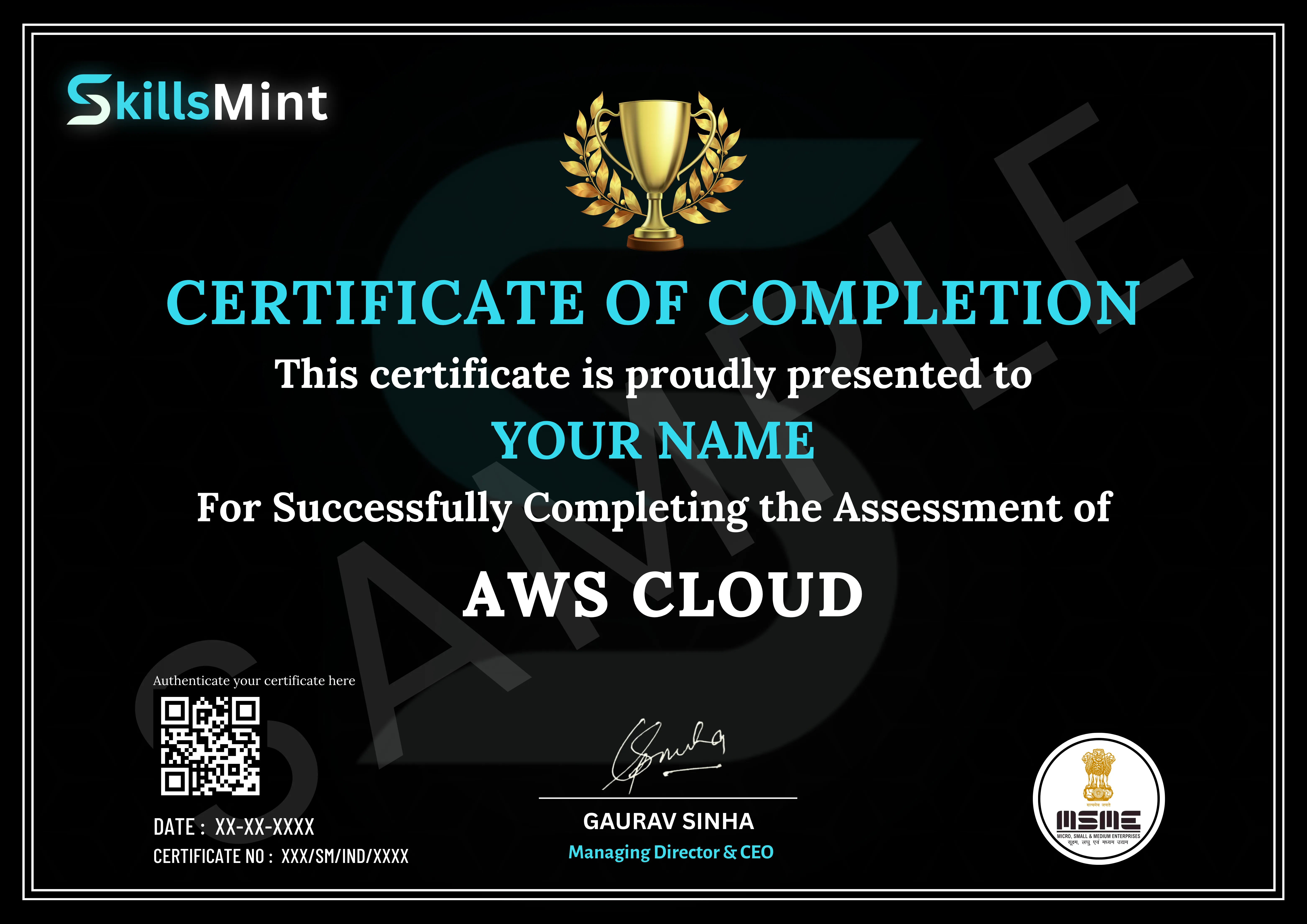 Sample certificate preview