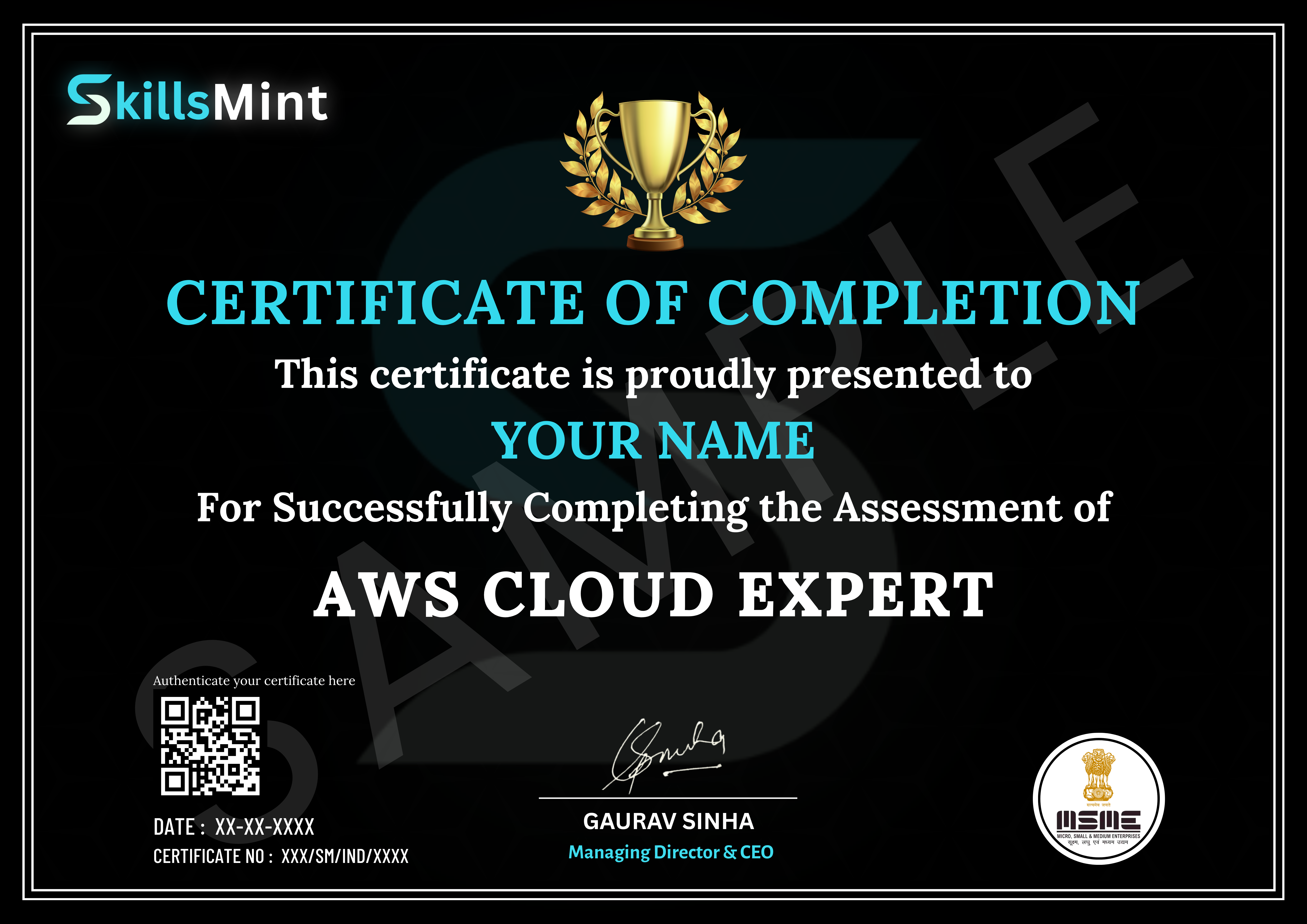 Sample certificate preview