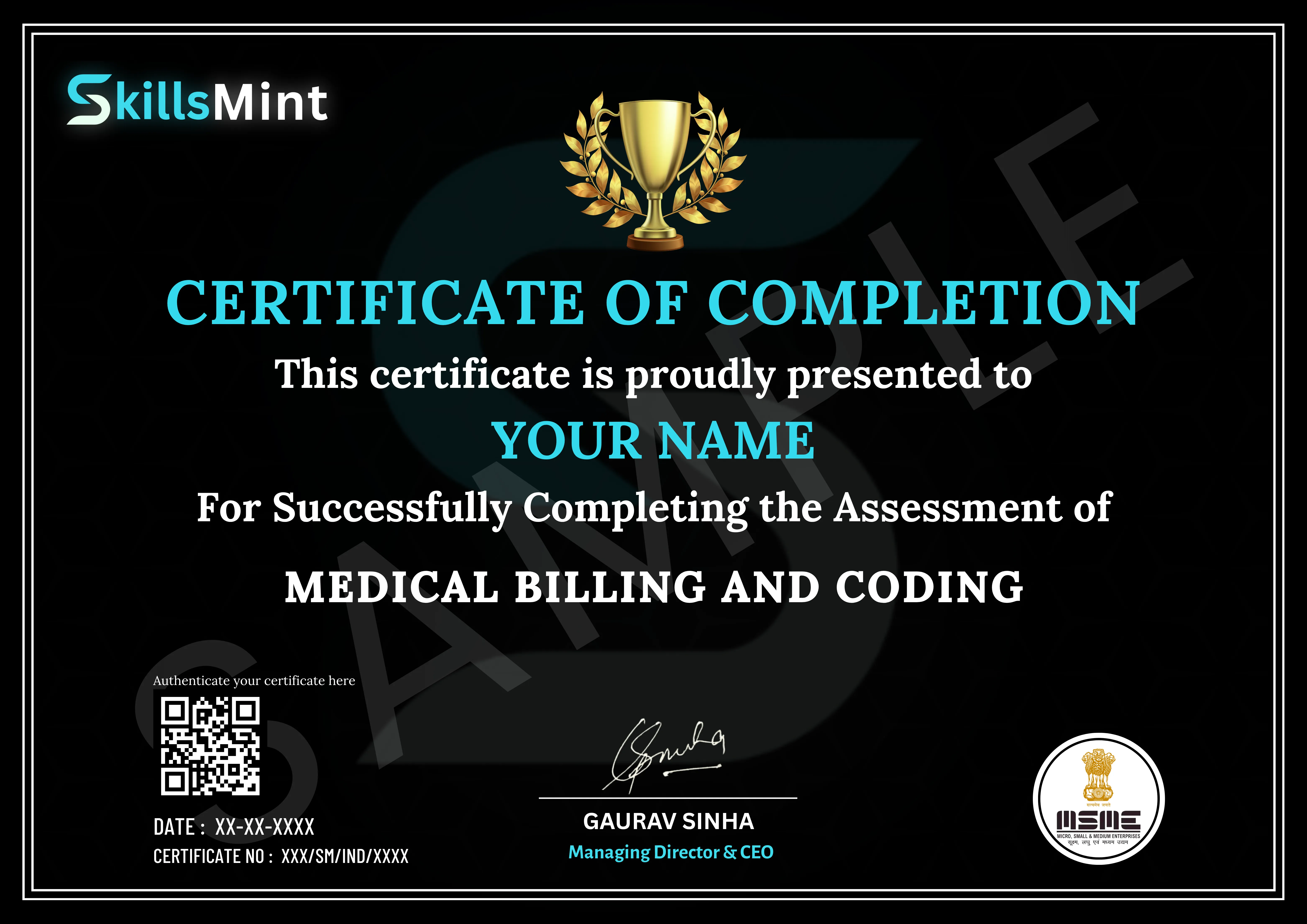 Sample certificate preview