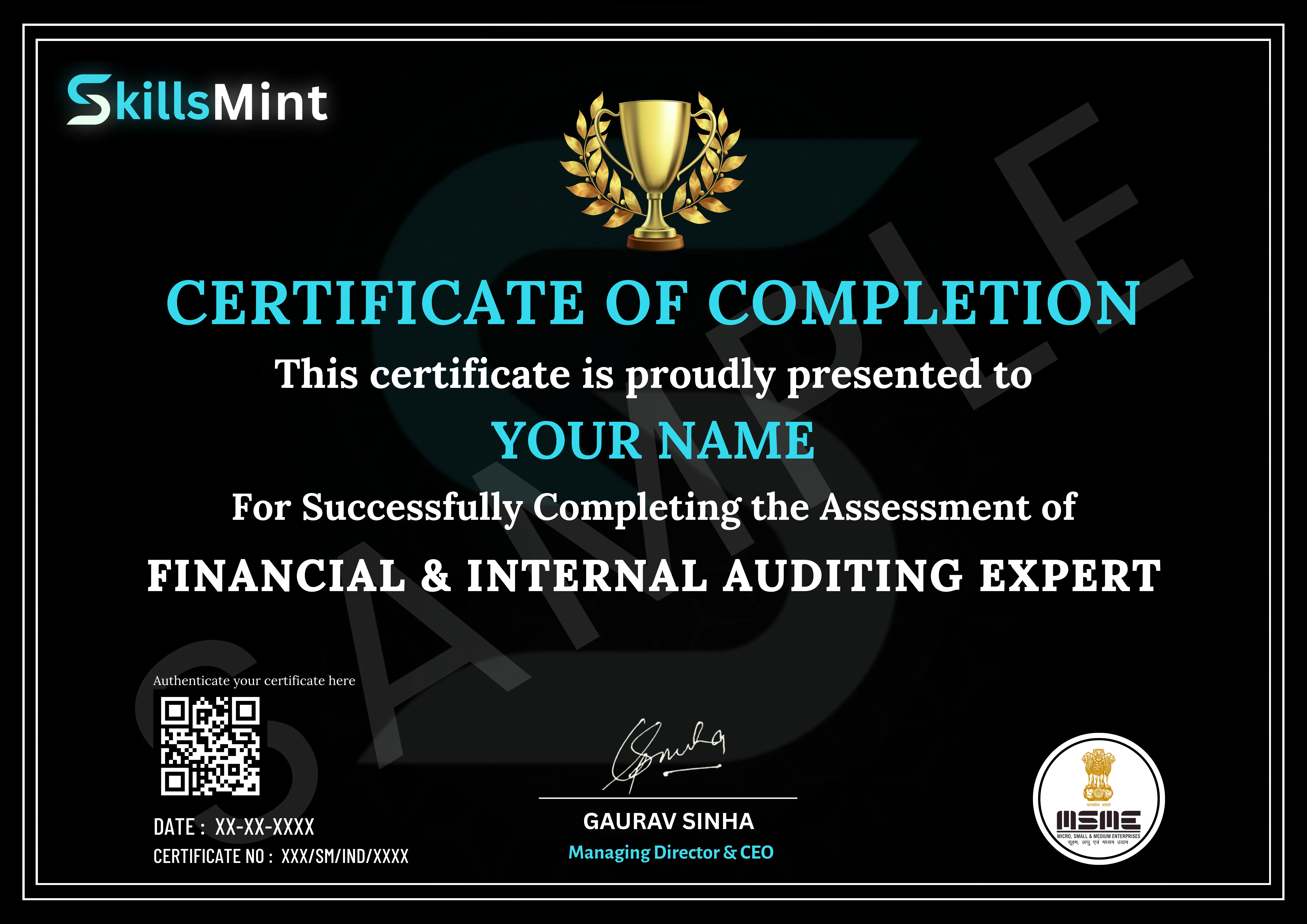 Sample certificate preview