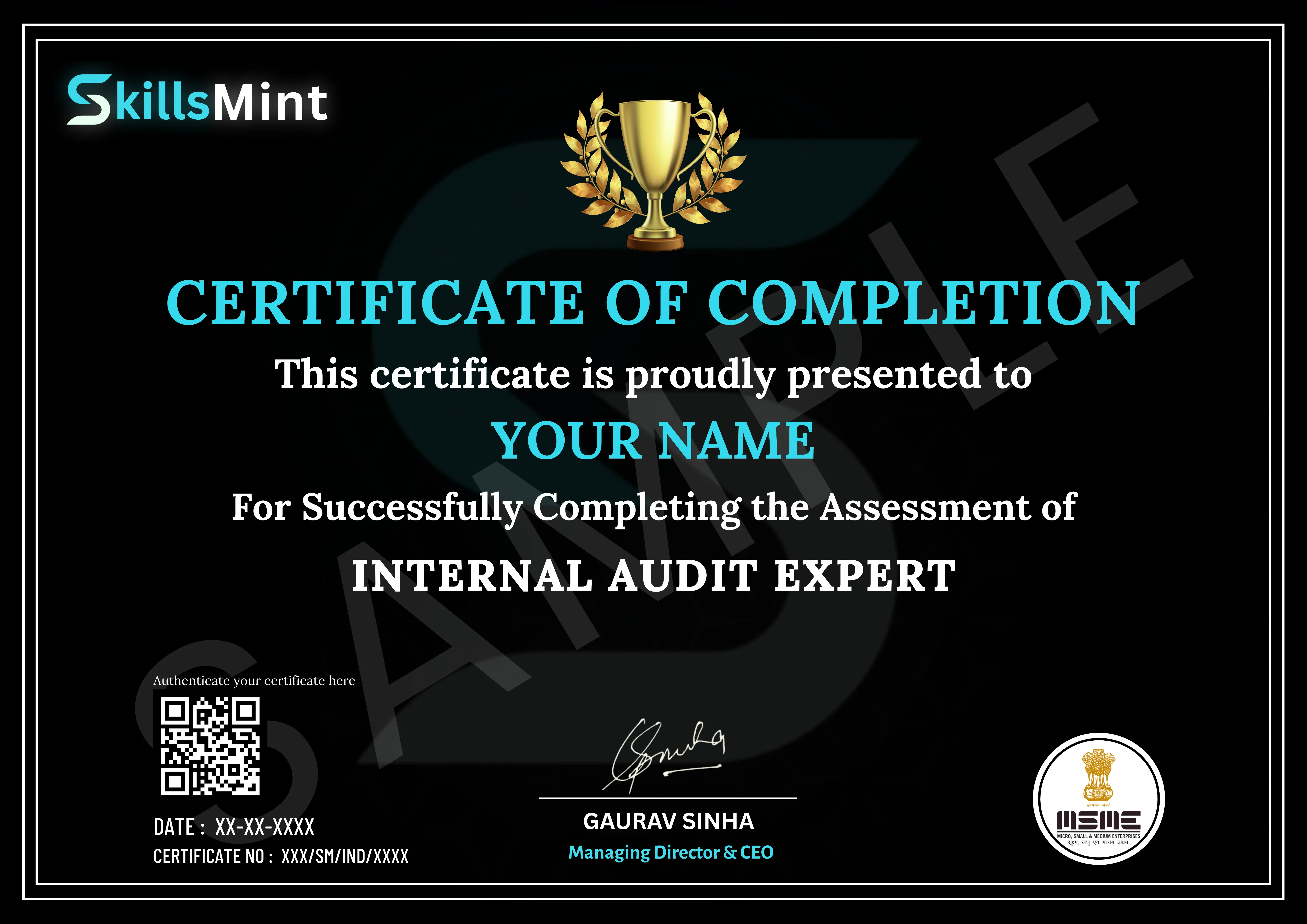 Sample certificate preview