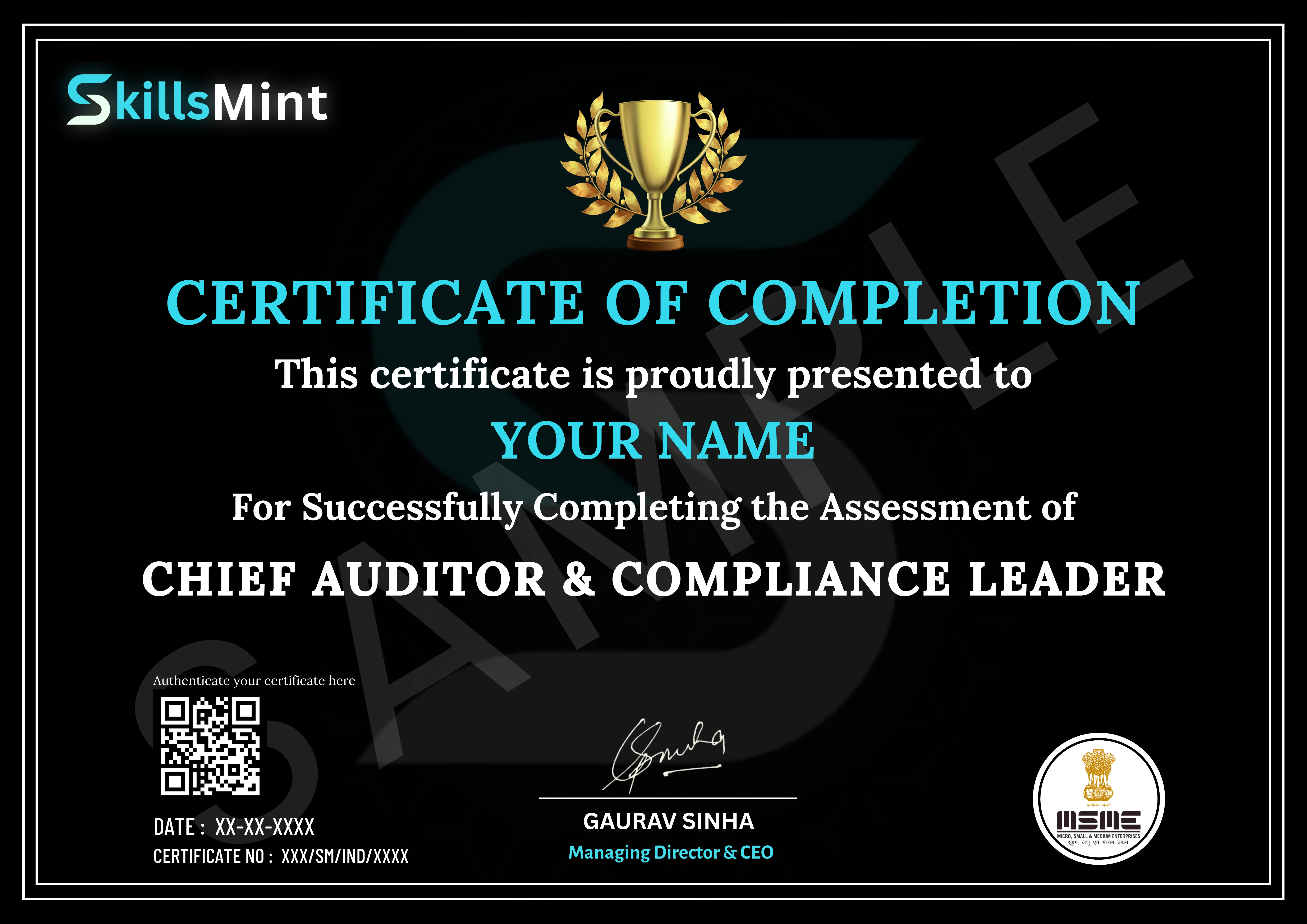 Sample certificate preview