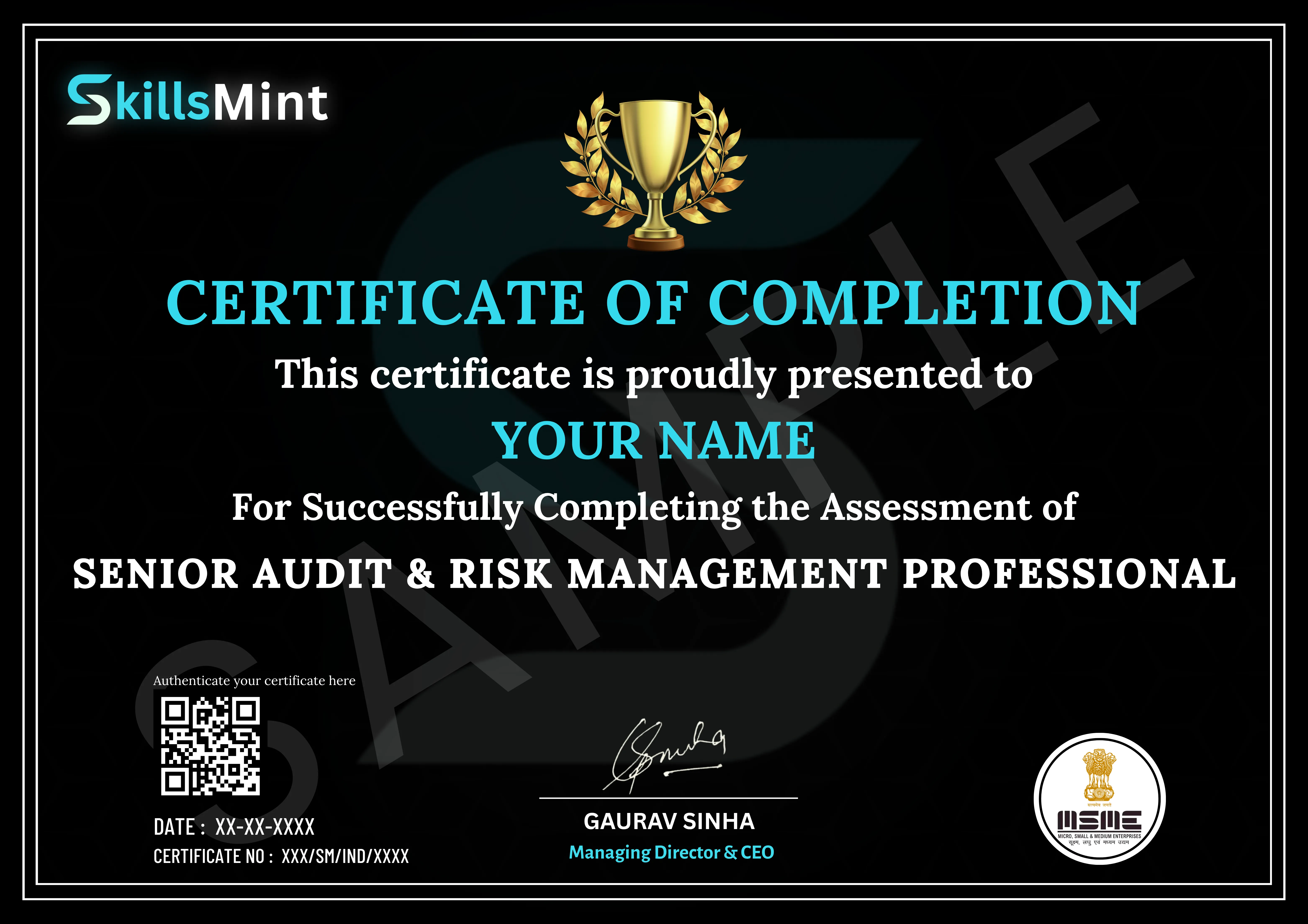 Sample certificate preview