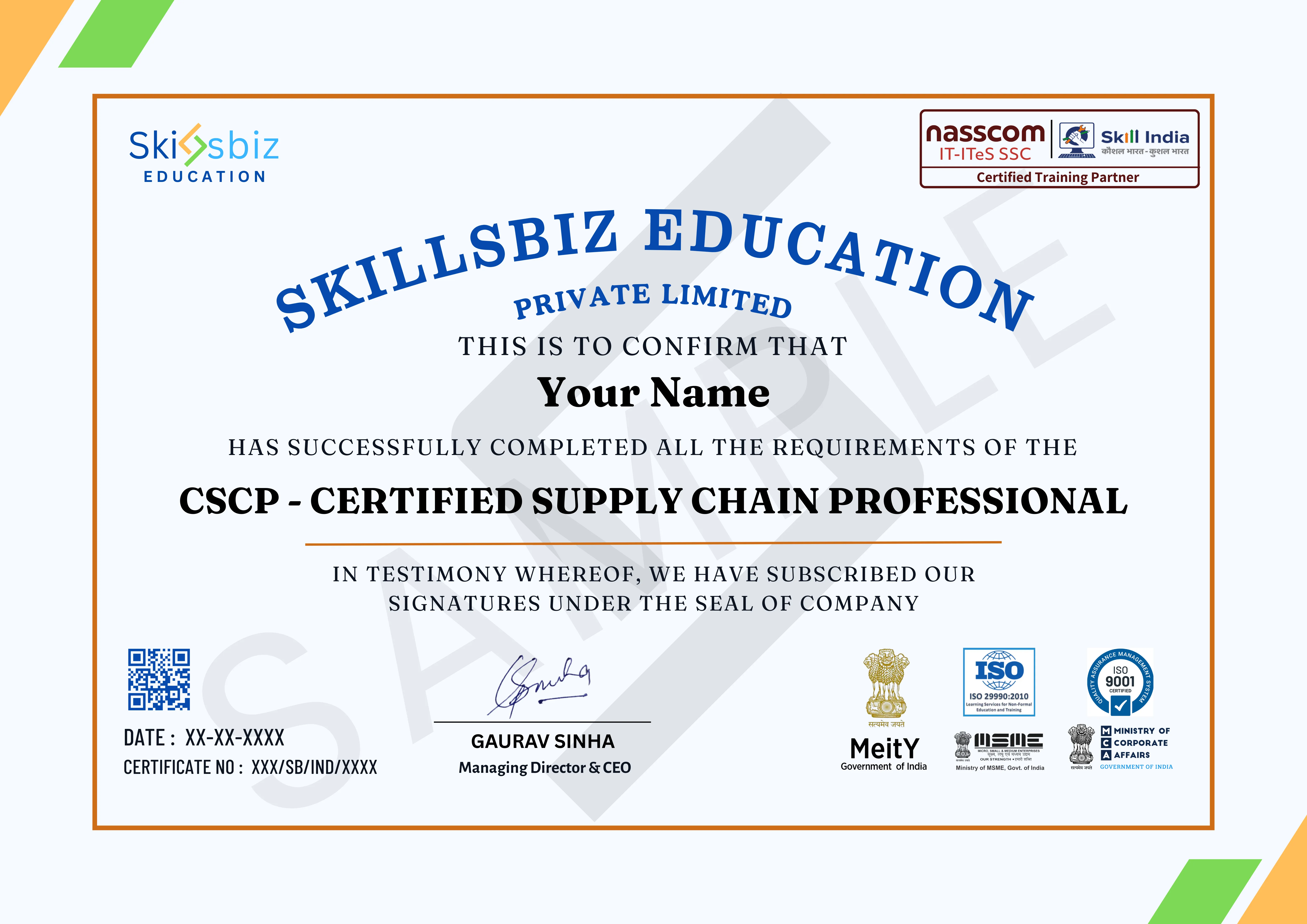 CSCP - Certified Supply Chain Professional — Course Certificate