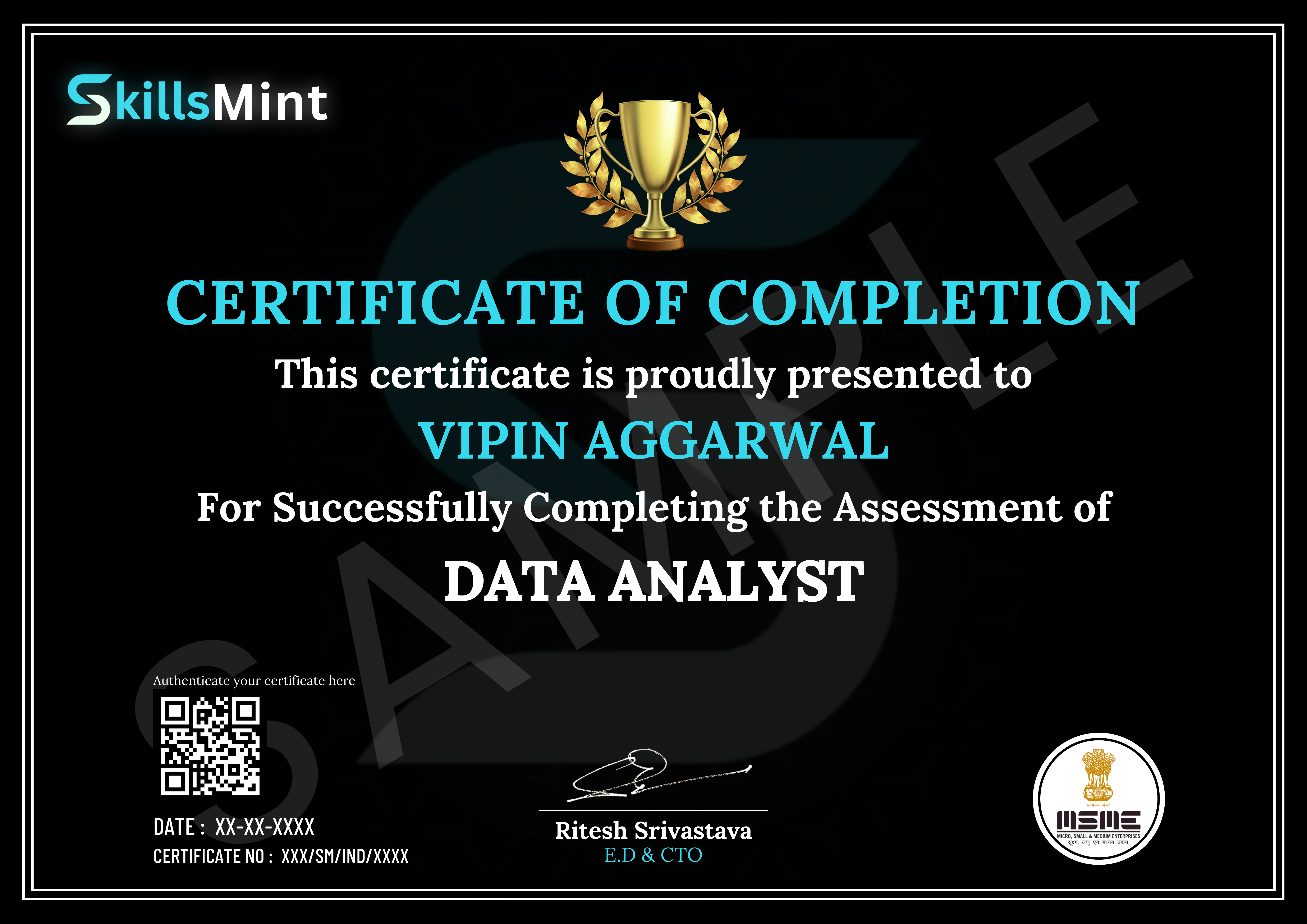 Sample certificate