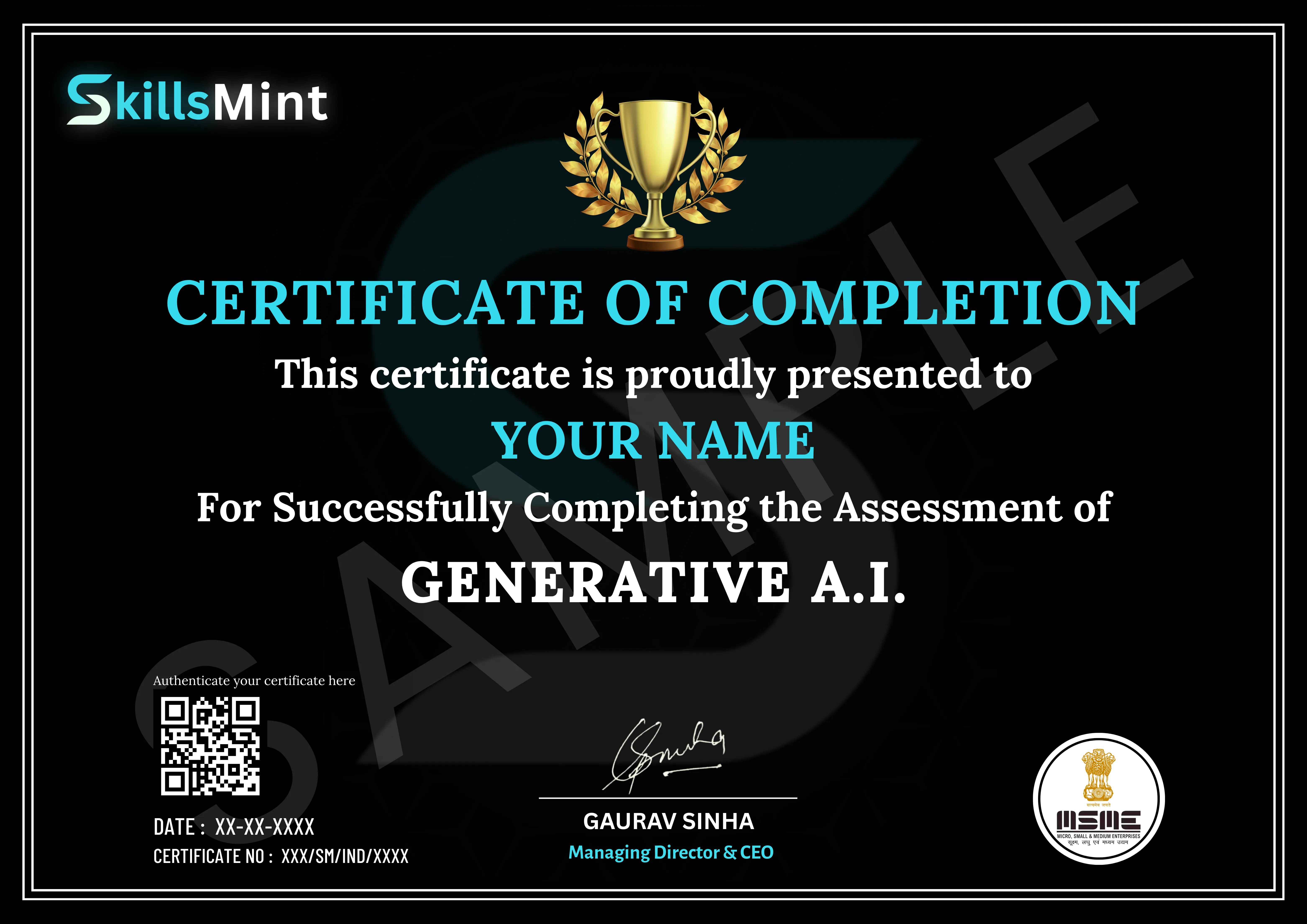 Sample certificate preview